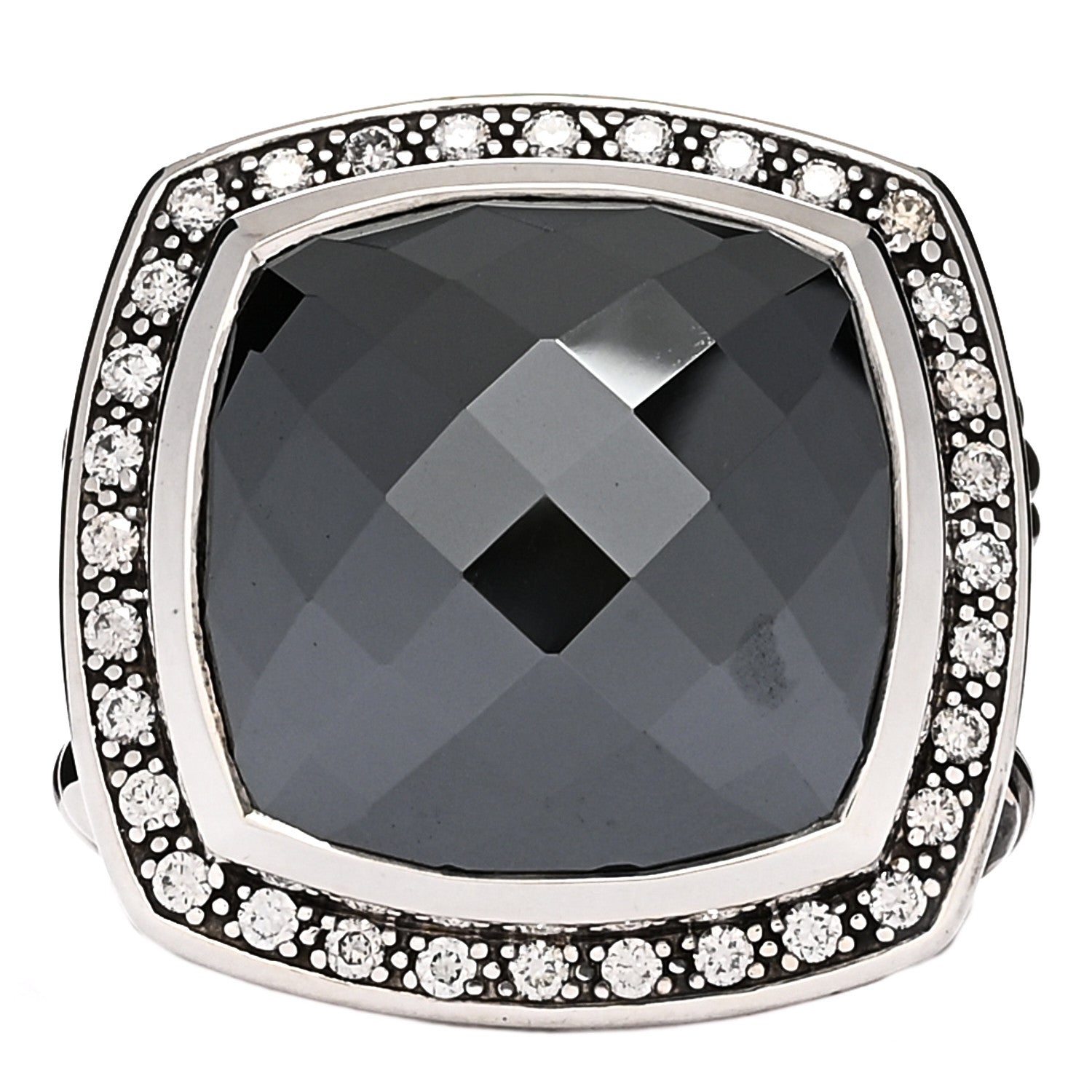 David Yurman Sterling Silver Diamond Hematine 17mm Albion Ring 53 6.5 1 of 5