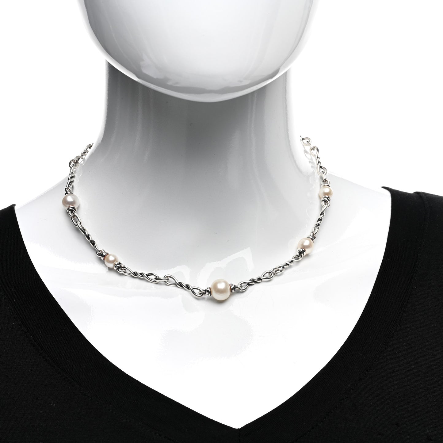 Sterling Silver Pearl Continuance Chain Necklace