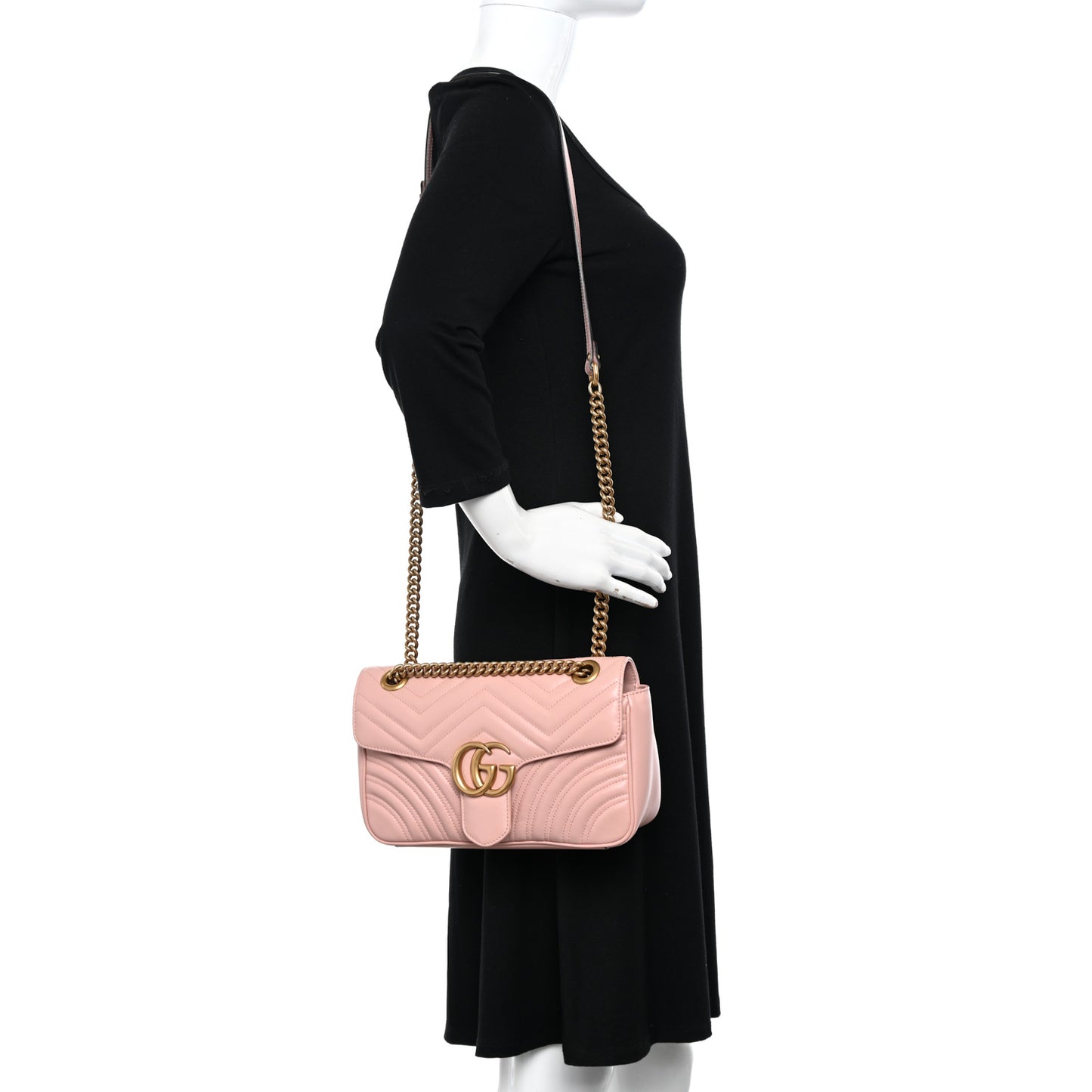 Calfskin Matelasse Small GG Marmont Shoulder Bag Perfect Pink