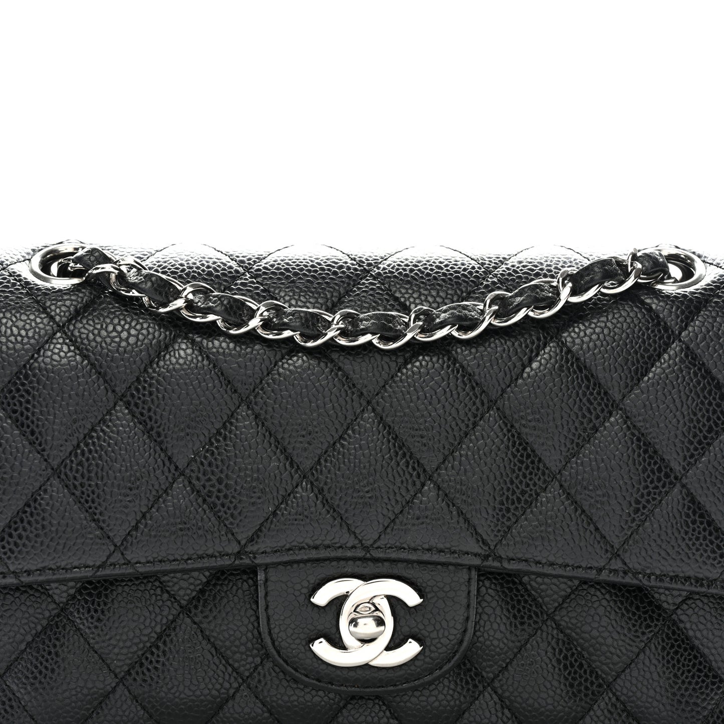 Caviar Quilted Small Double Flap Black