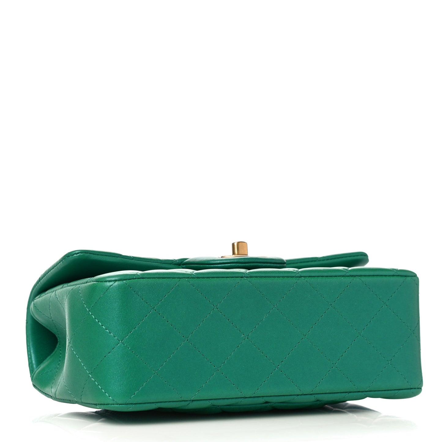 Iridescent Lambskin Quilted Mini Top Handle Rectangular Flap Green