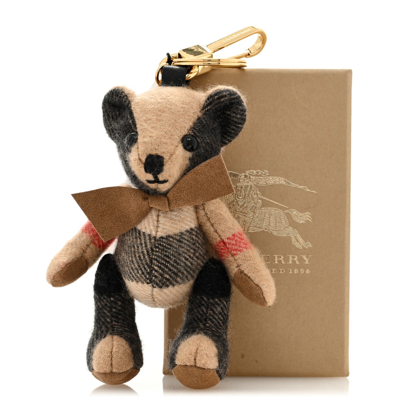 Cashmere House Check Thomas Bear Bag Charm Camel Gold