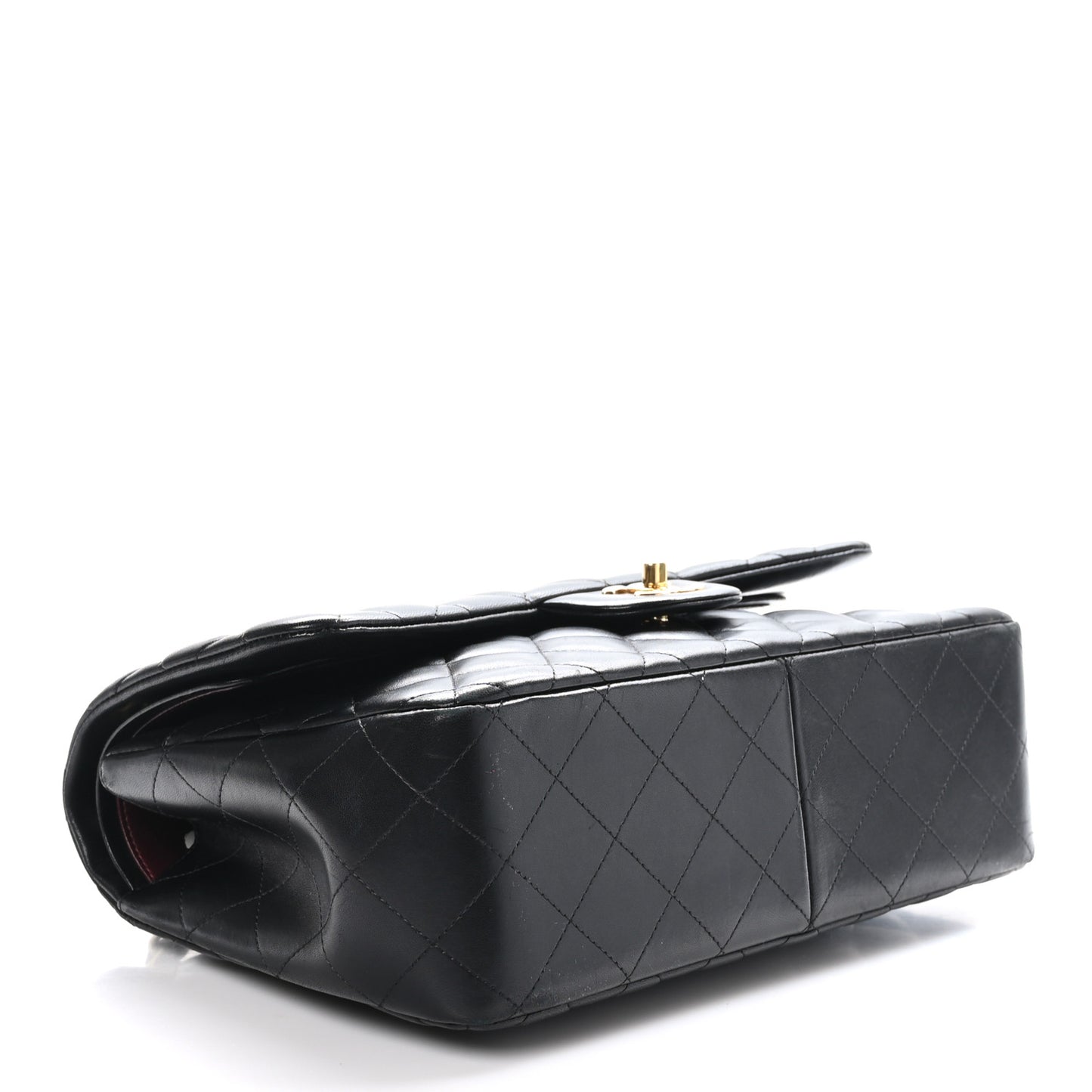 Lambskin Quilted Jumbo Double Flap Black