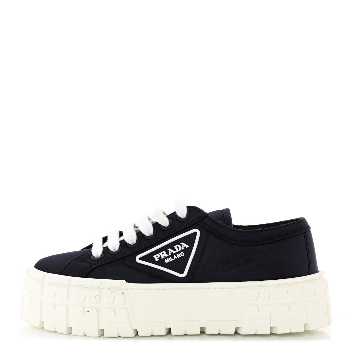 Re-Nylon Gabardine Triangle Logo Double Wheel 50mm Sneakers 37.5 Bleu