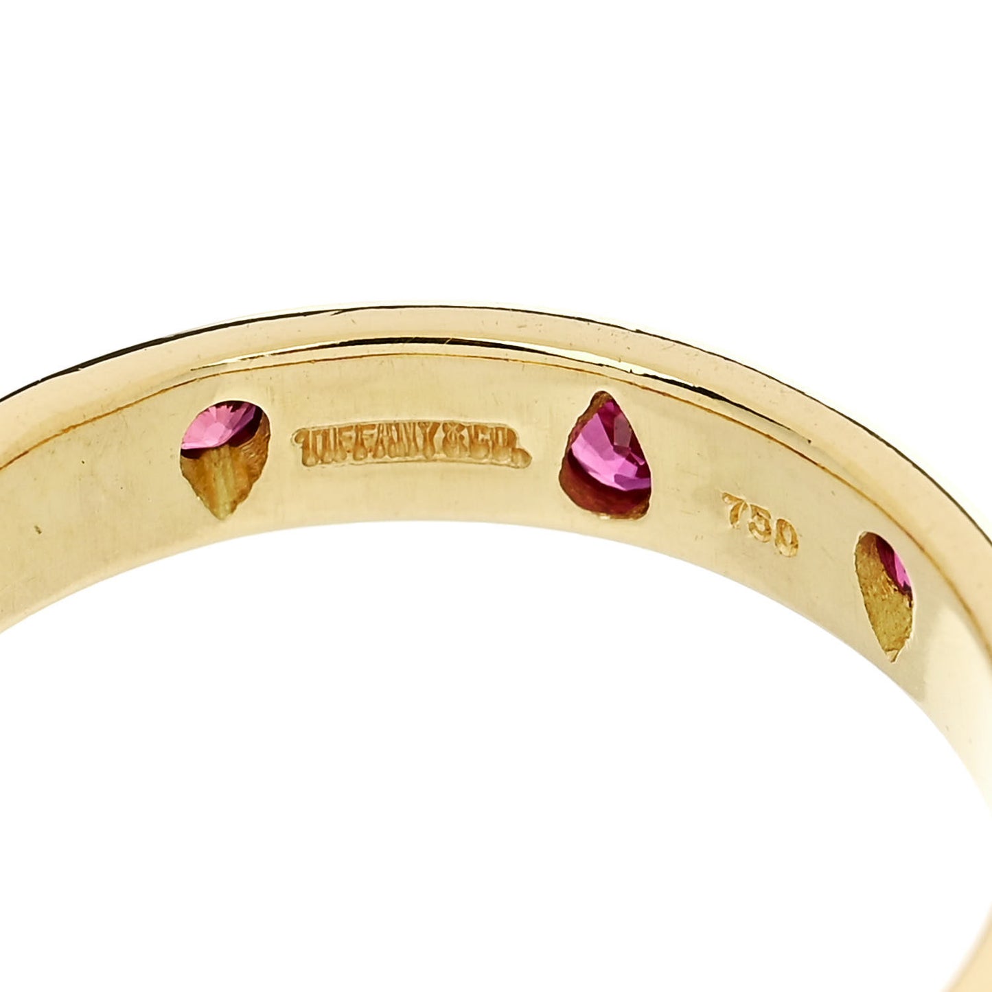 18K Yellow Gold Ruby Etoile Band Ring 56 7.5