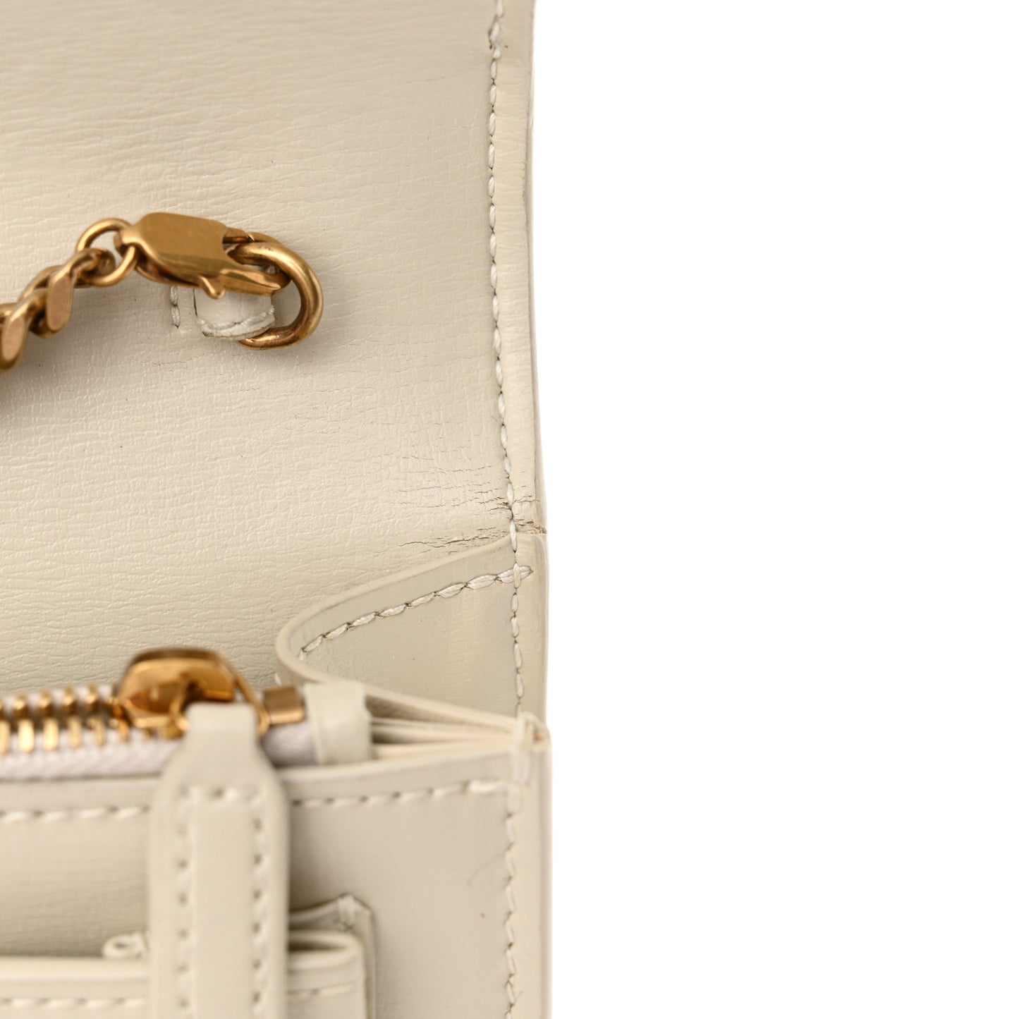 Calfskin Monogram Sunset Chain Wallet Blanc Vintage