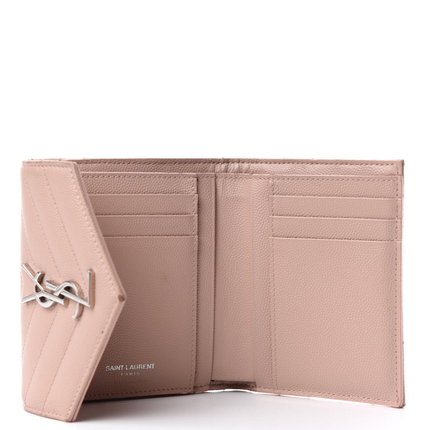 Grain De Poudre Matelasse Chevron Monogram Compact Tri Fold Wallet Pale Pink