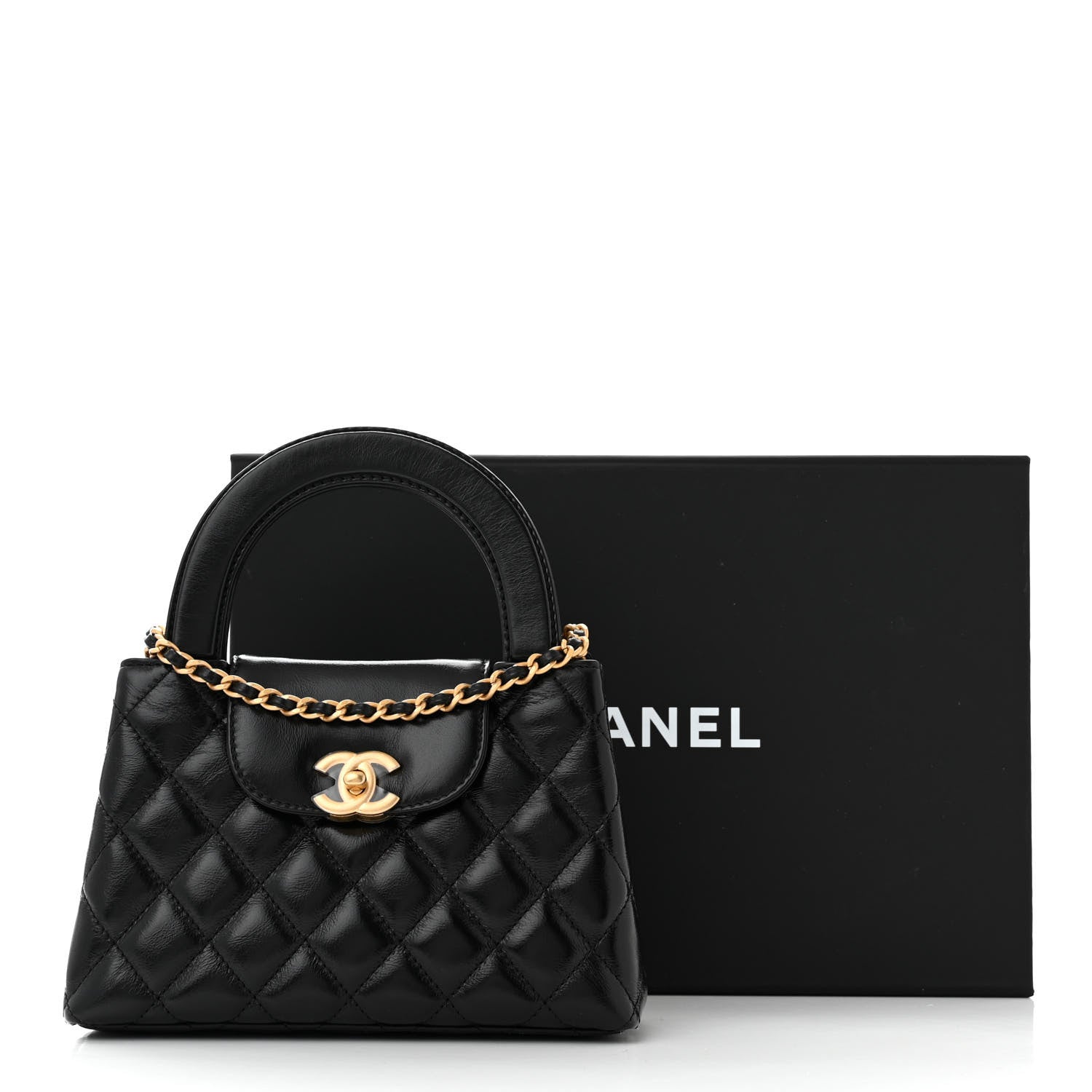 Chanel Shiny Aged Calfskin Quilted Nano Kelly Shopper Black 11 of 11