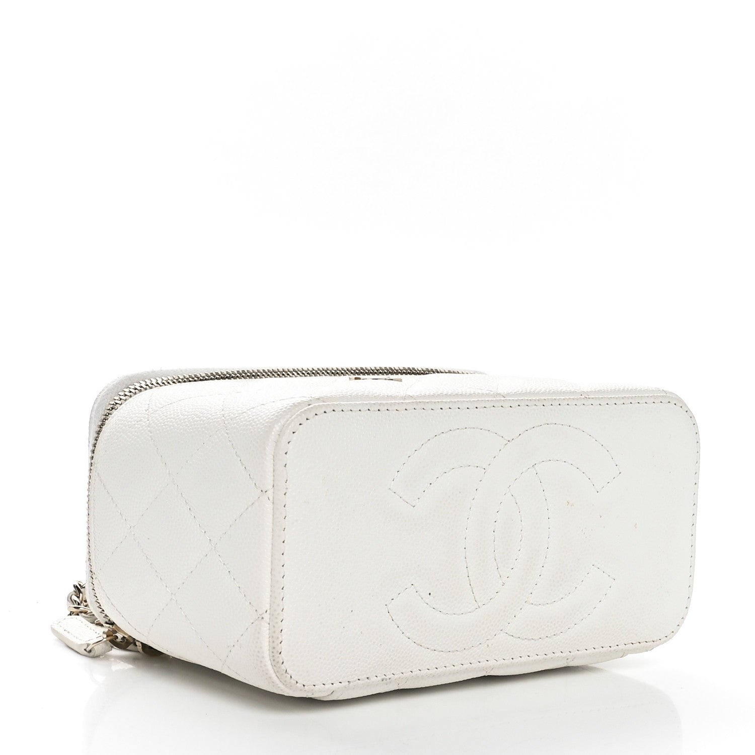 Chanel Caviar Quilted Small Vanity Case With Chain White 4 of 12