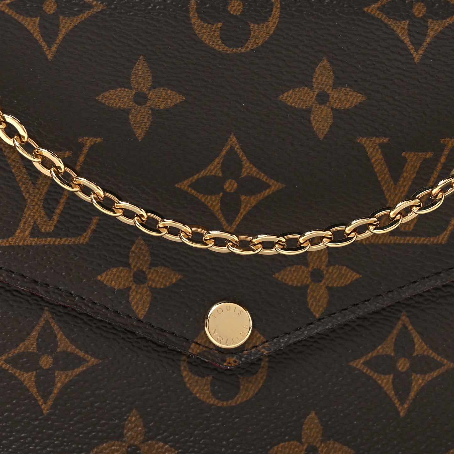 Monogram Pochette Felicie Chain Wallet Fuchsia