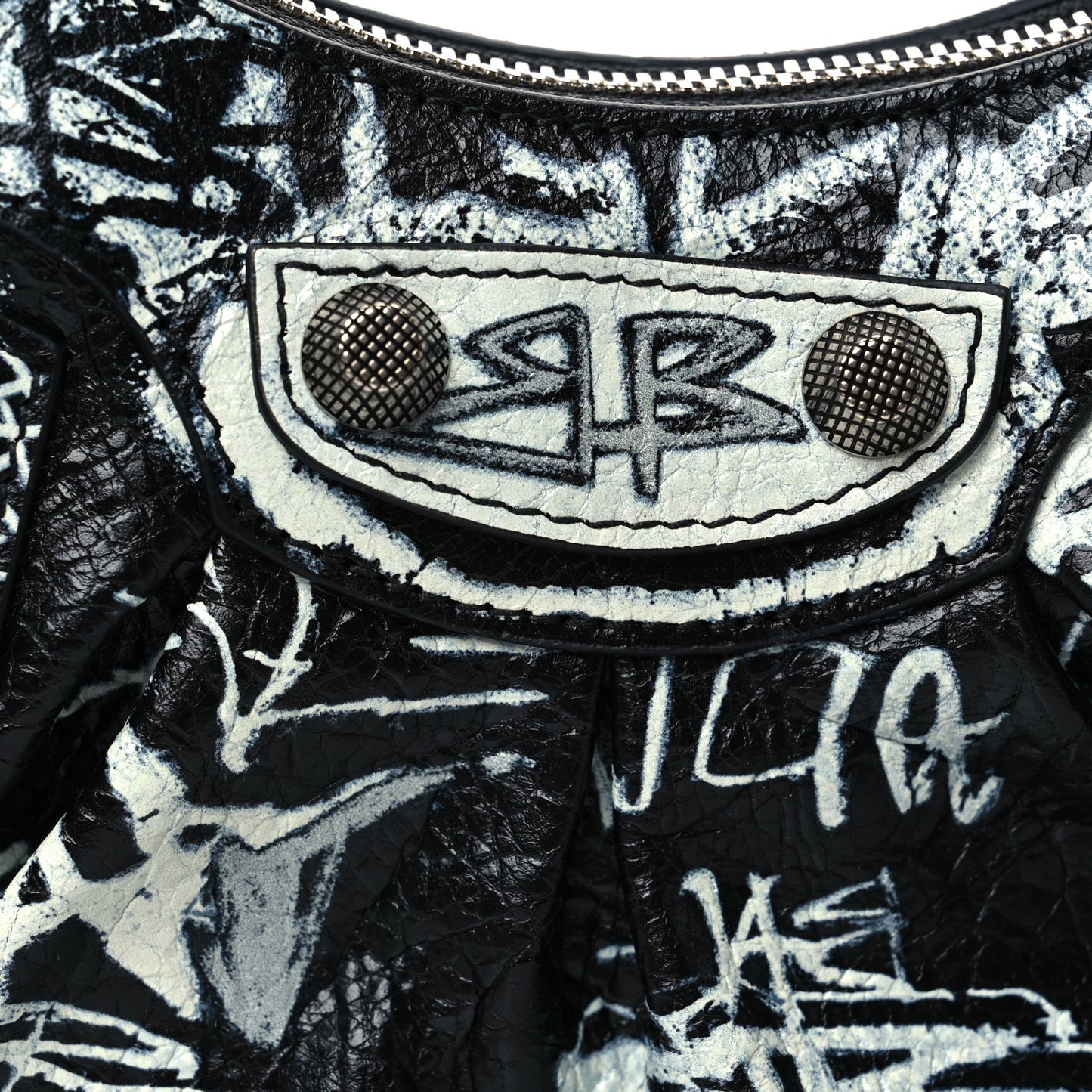 Agneau Arena Graffiti Le Cagole Shoulder Bag XS Black