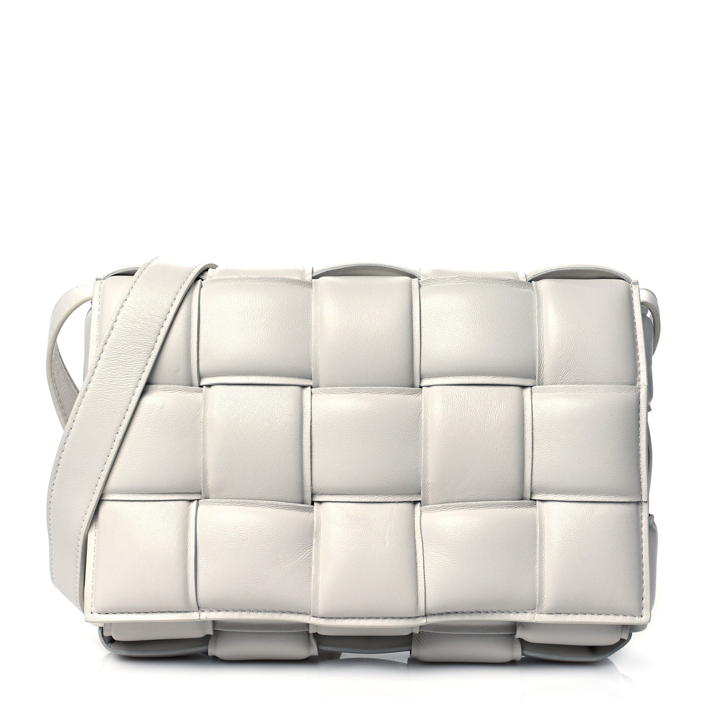 Nappa Maxi Intreccio Padded Cassette Crossbody Bag Chalk
