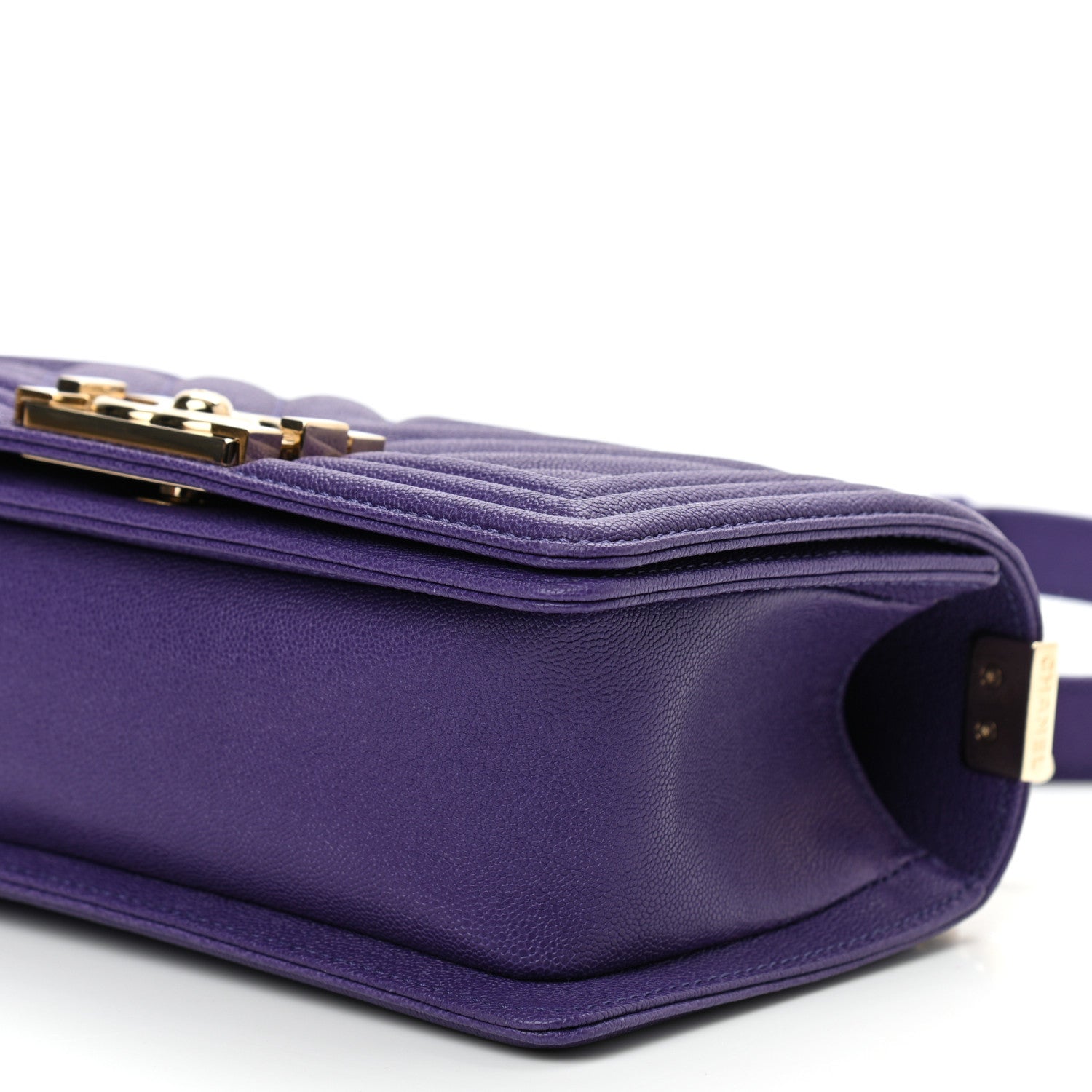 Chanel Caviar Chevron Quilted Small Boy Flap Purple 10 of 11