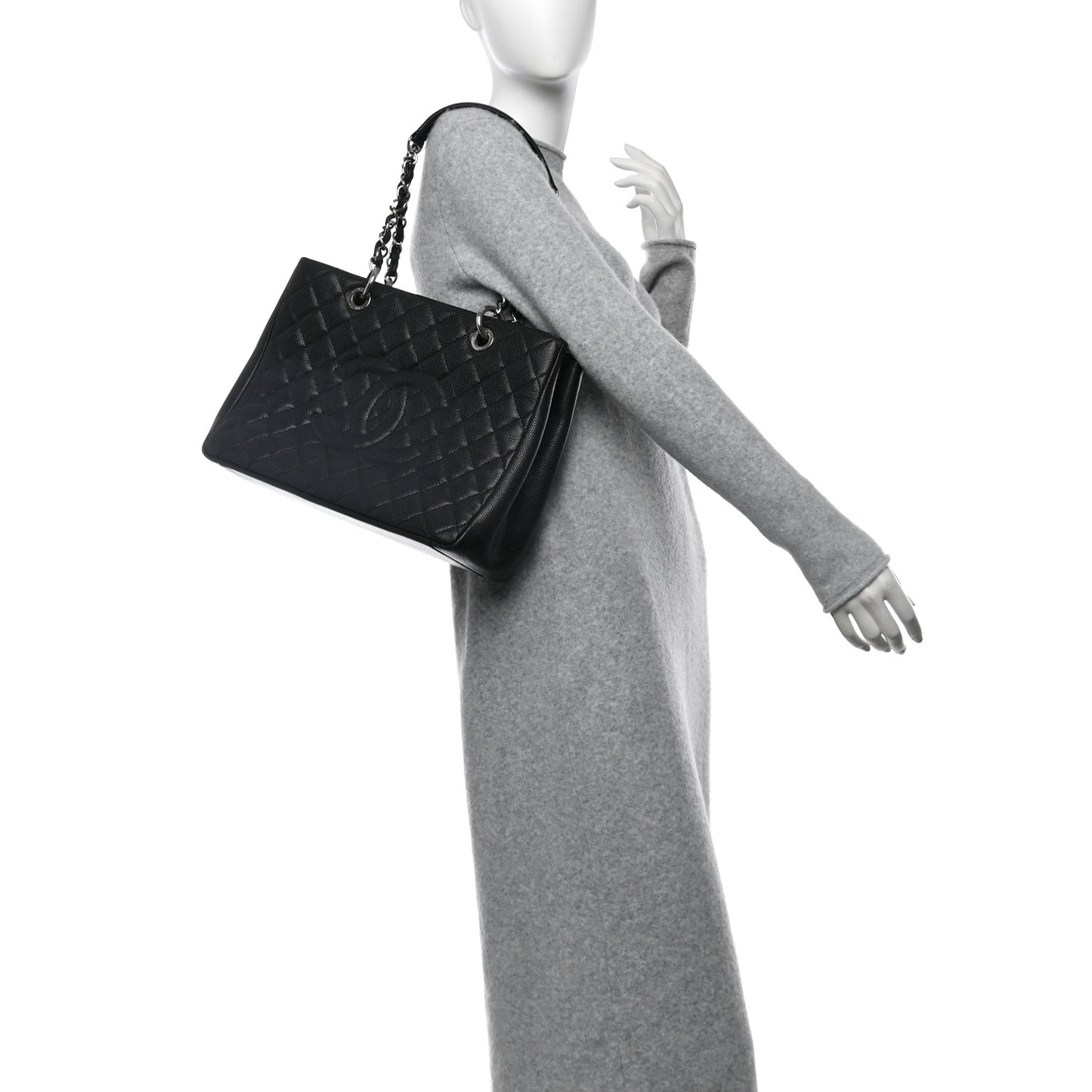 Caviar Quilted Grand Shopping Tote GST Black