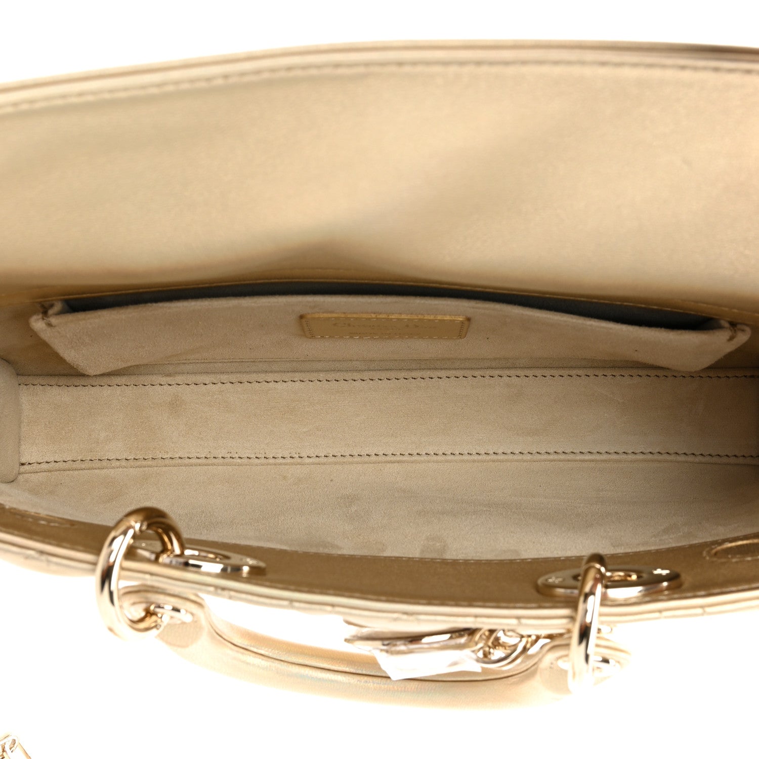 Christian Dior Metallic Lambskin Cannage Medium Lady D-Joy Or 5 of 8
