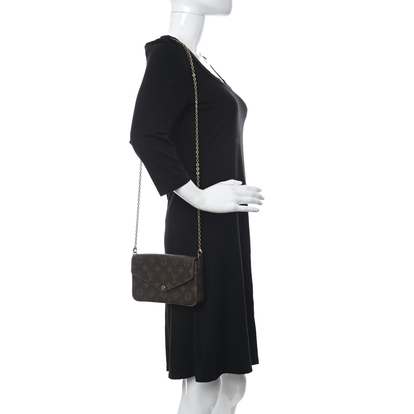 Monogram Pochette Felicie Chain Wallet Fuchsia