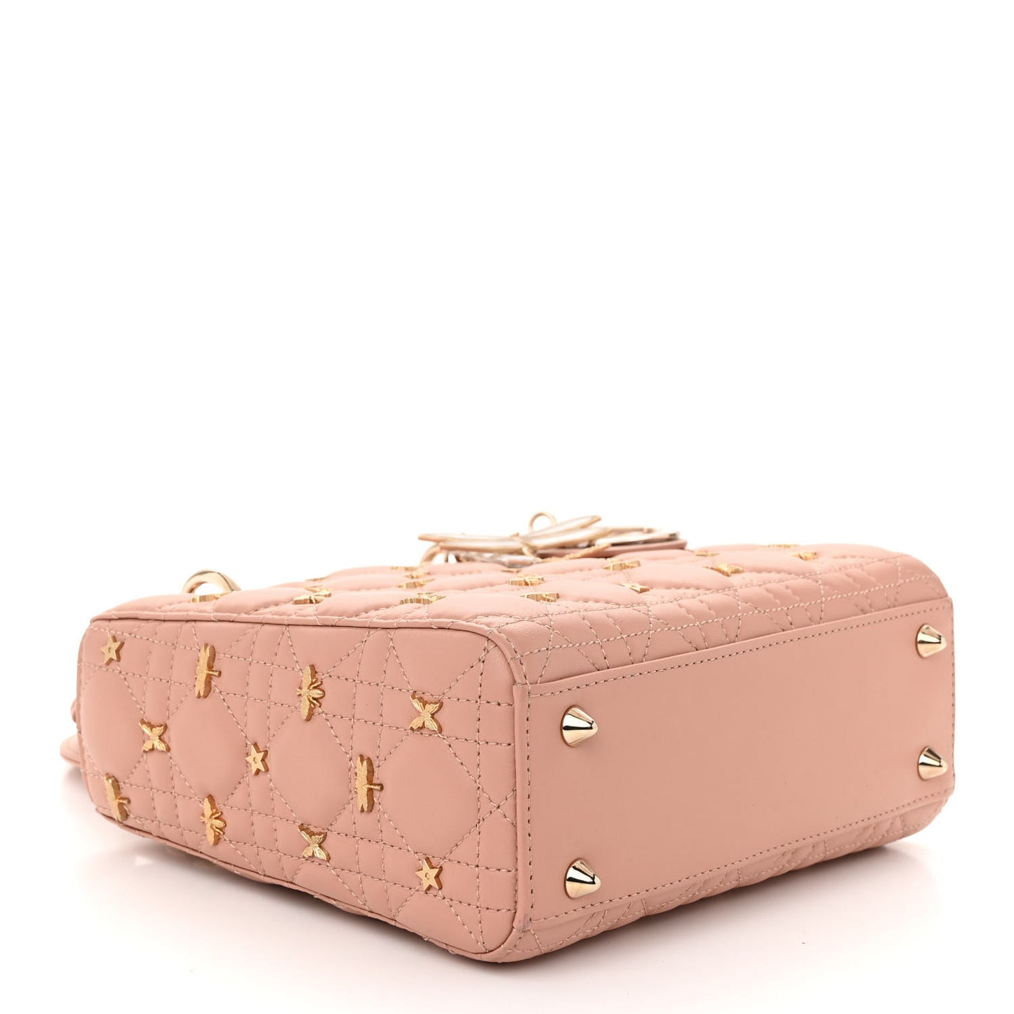 Lambskin Cannage Dragonfly Studs Small Lady Dior Rose Des Vents
