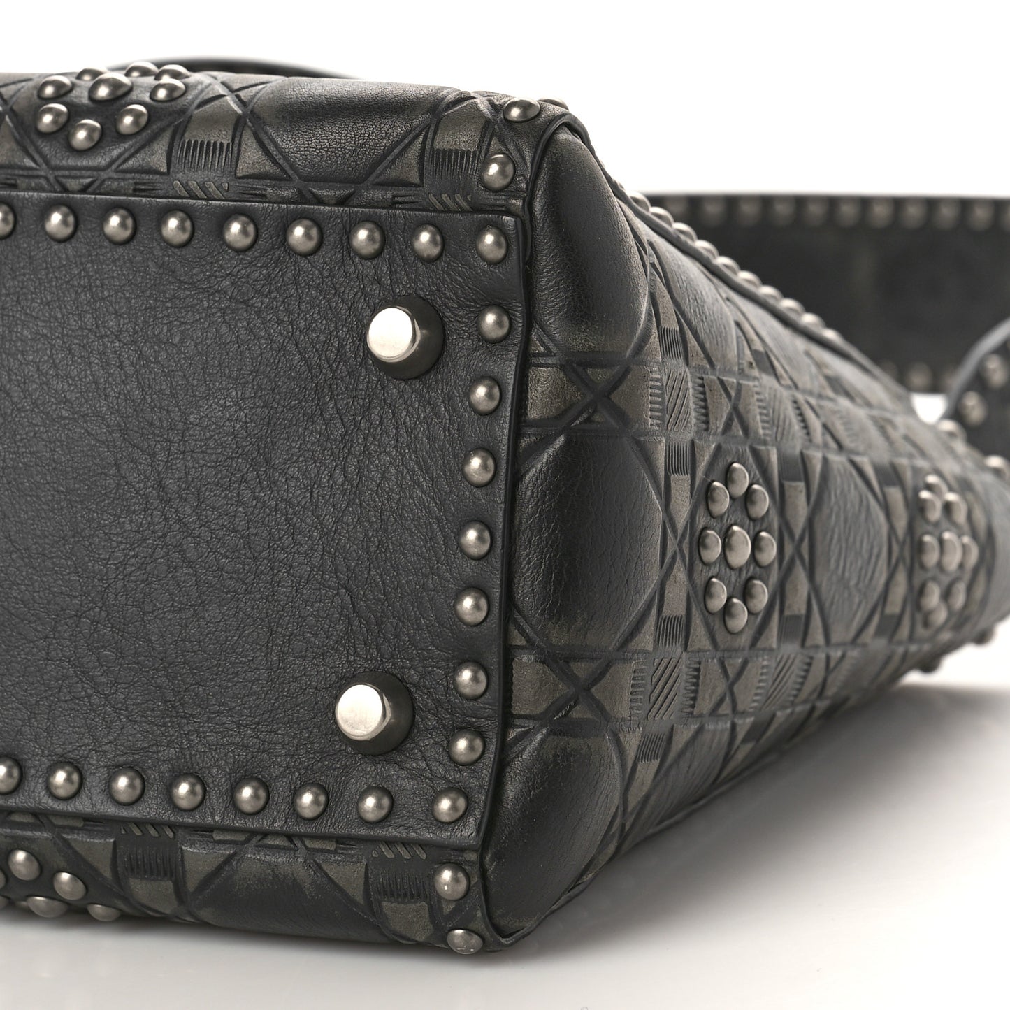 Calfskin Studded Flower Medium Lady Dior Black