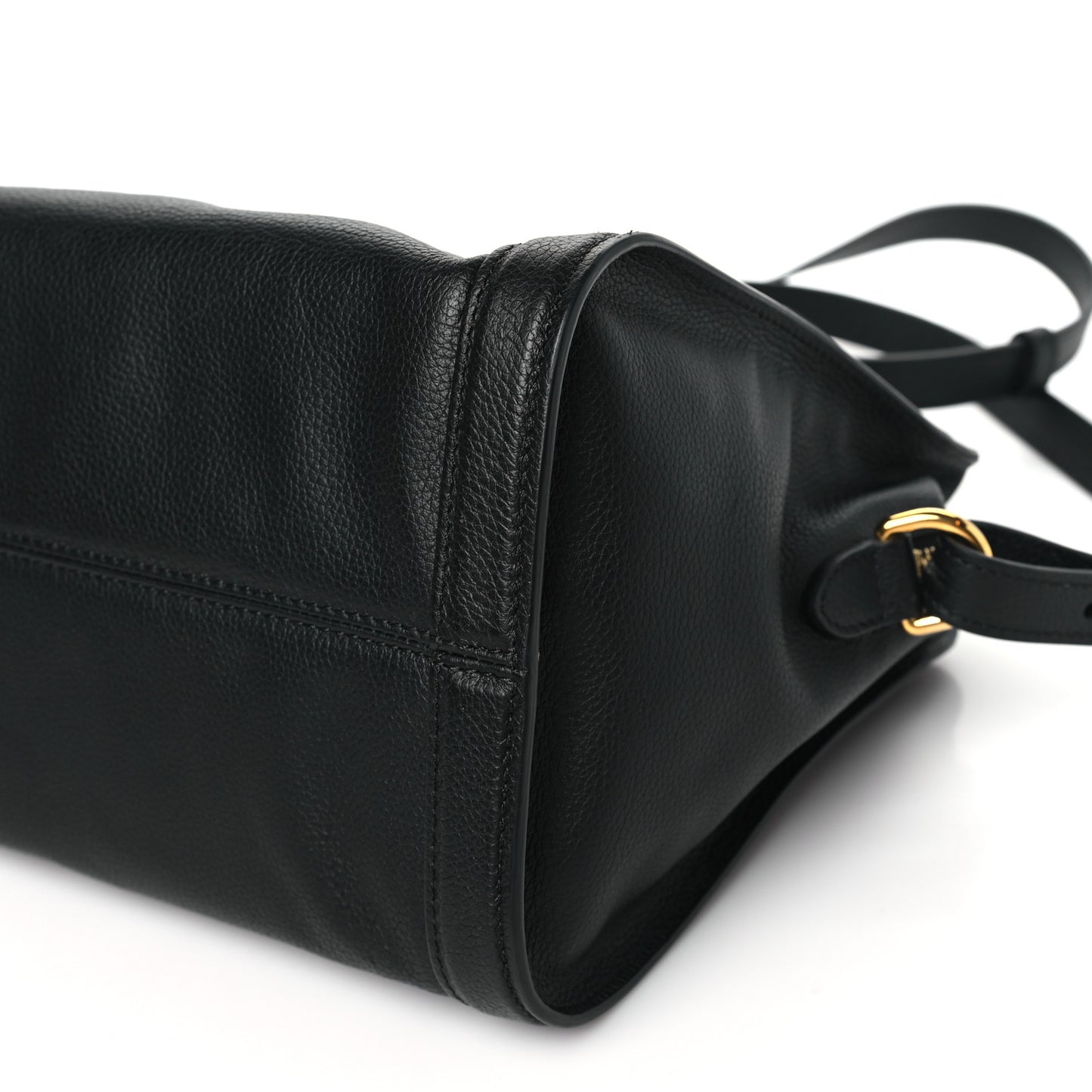 Pebbled Calfskin Small Skull Padlock Zip Around Tote Black