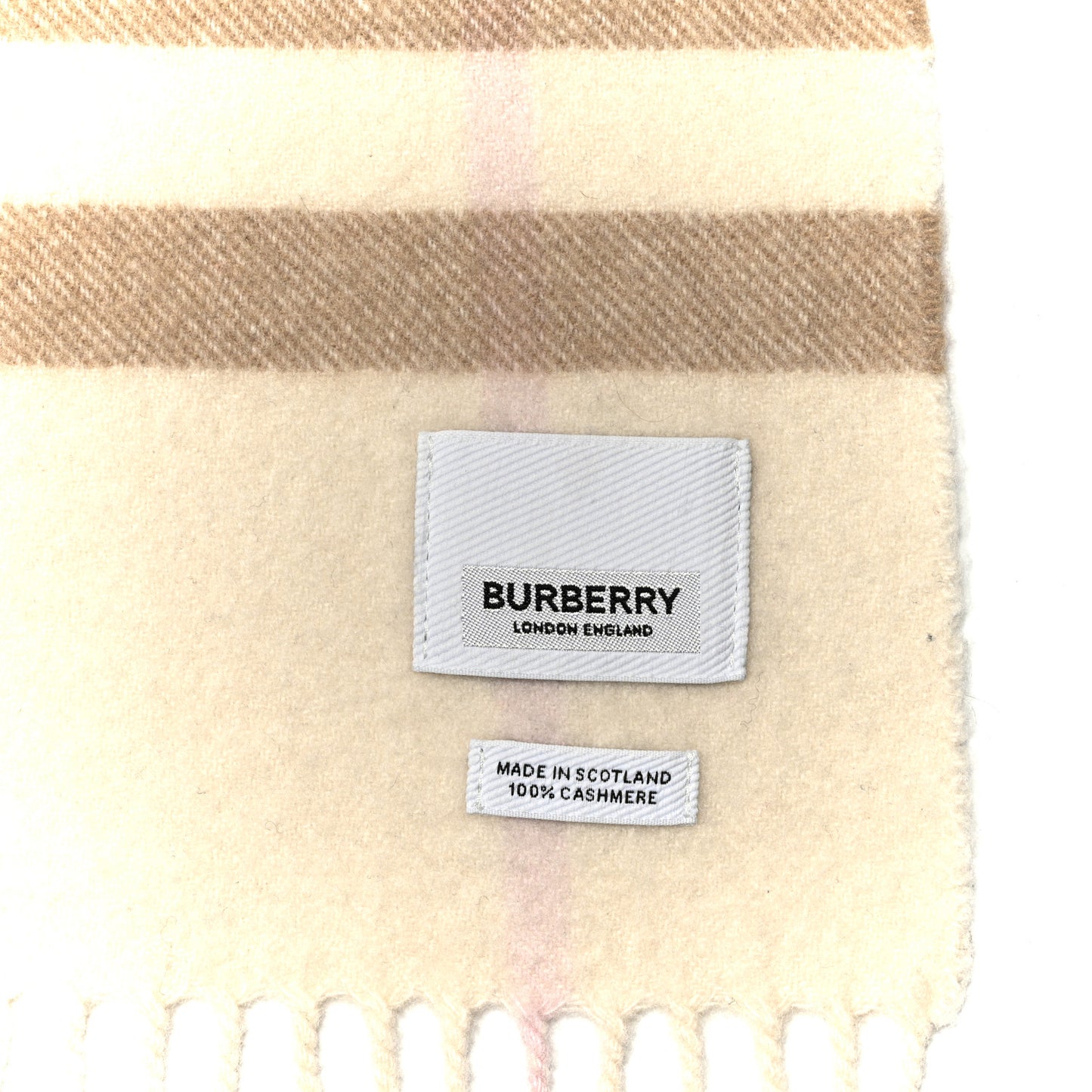 Cashmere Giant Check Fringe Scarf Limestone