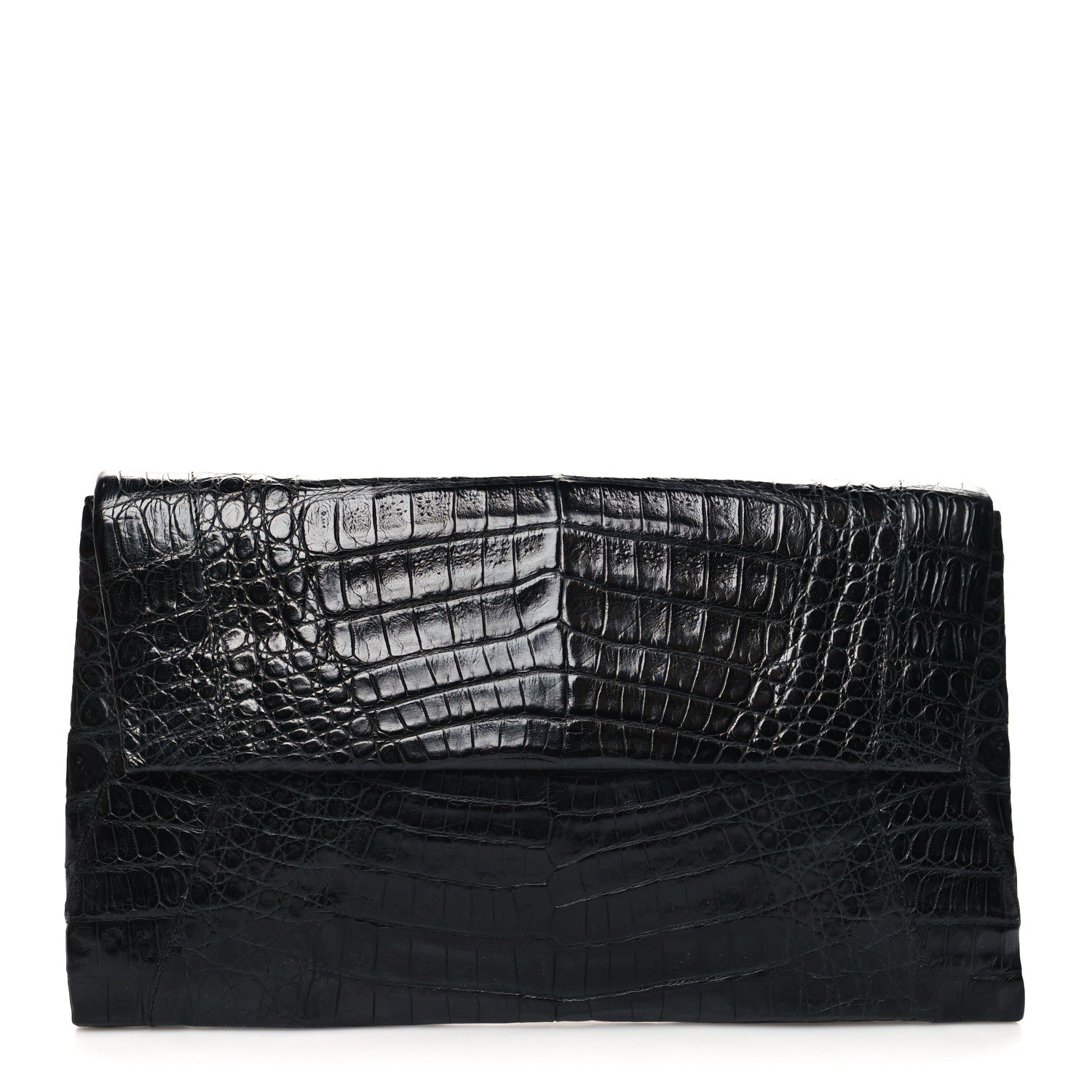 Nancy Gonzalez Crocodile Foldover Clutch Black 1 of 12