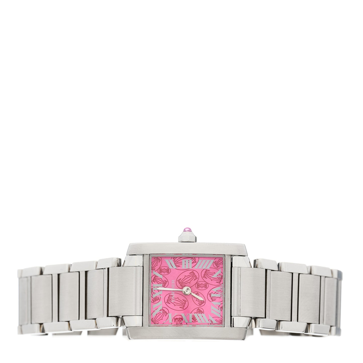 Stainless Steel 20mm Tank Francaise Quartz Watch Raspberry
