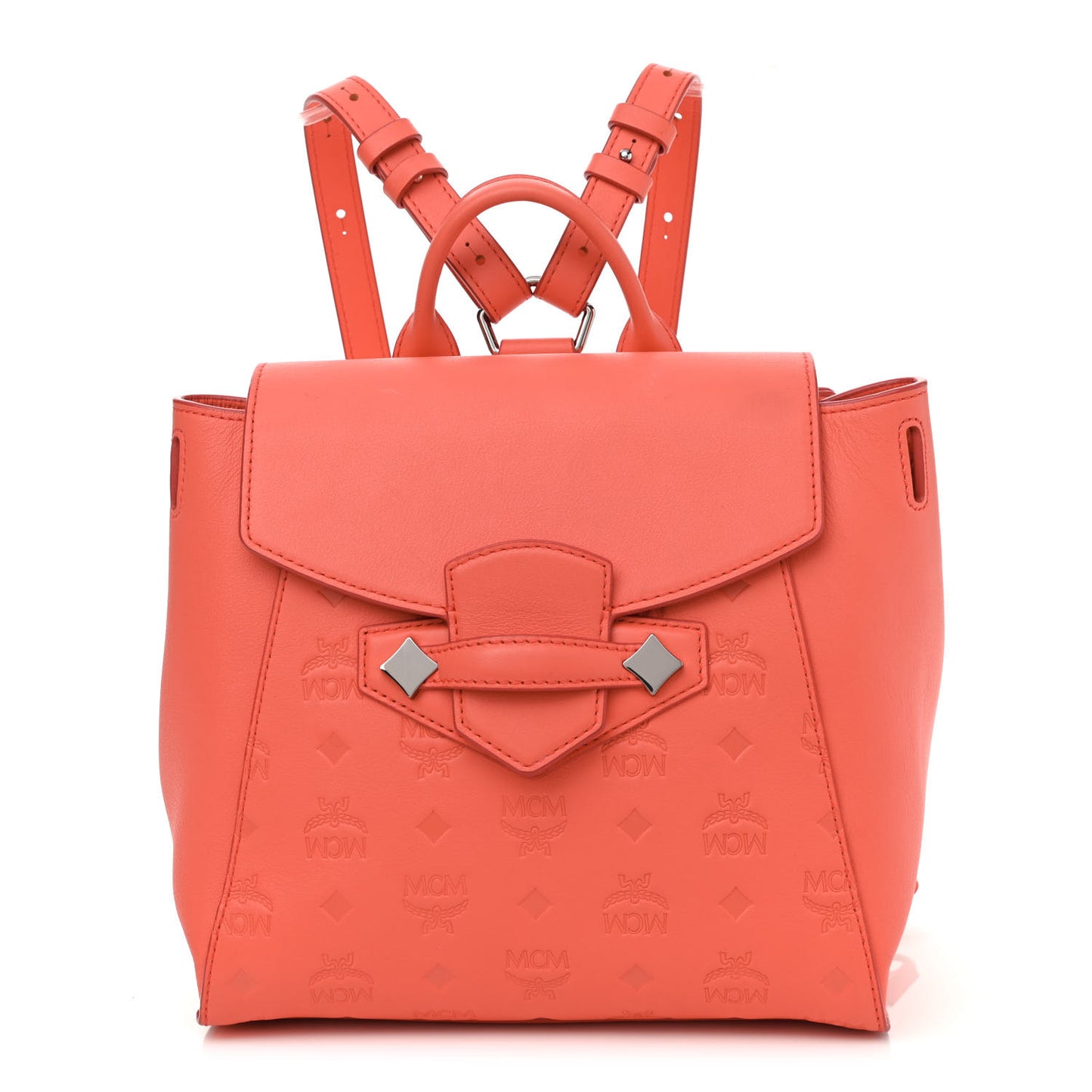 Calfskin Ottomar Monogram Essential Small Backpack Hot Coral