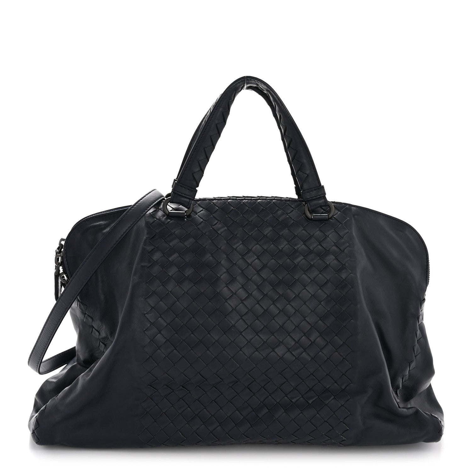 Bottega Veneta Nappa Intrecciato Shoulder Bag Dark Navy 1832964