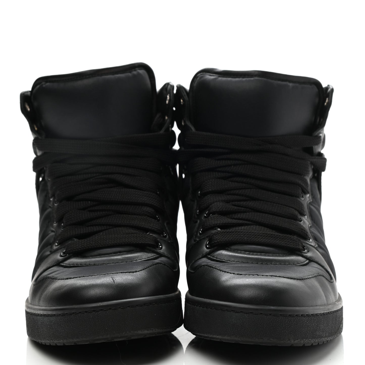 Nylon Calfskin Mens High Top Sneakers 8.5 Black