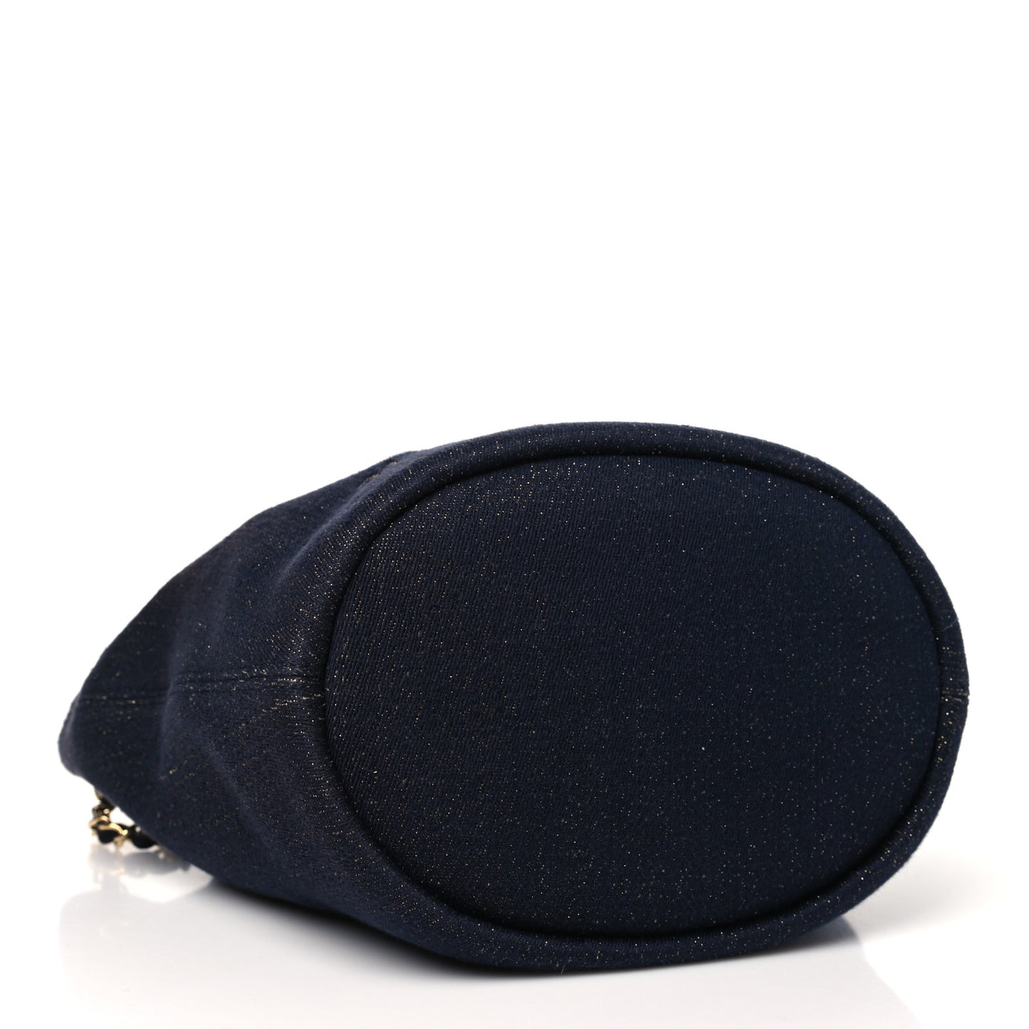 Lurex Canvas Deauville Drawstring Bucket Bag Navy Blue Gold