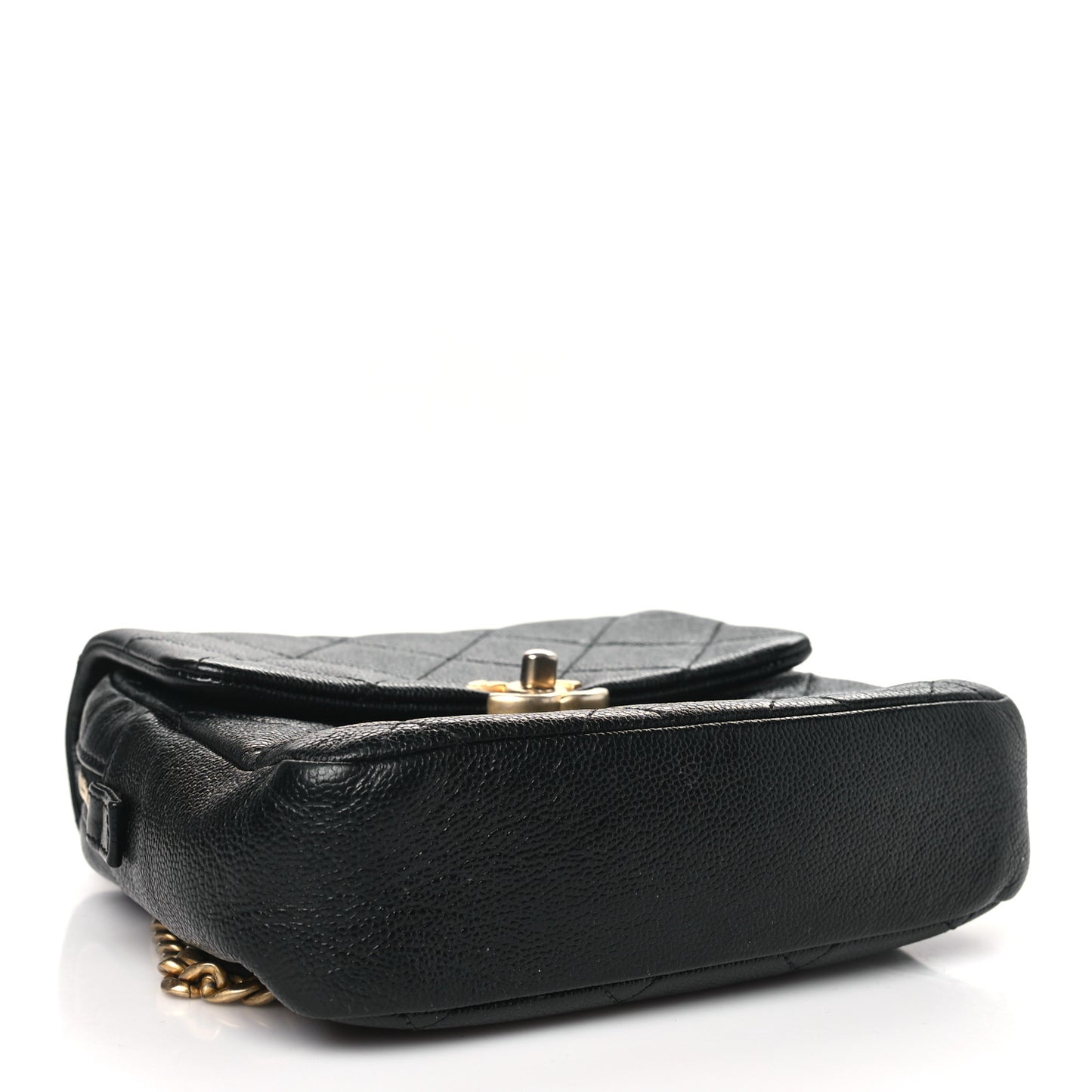 Shiny Caviar Quilted Chain Melody Backpack Black