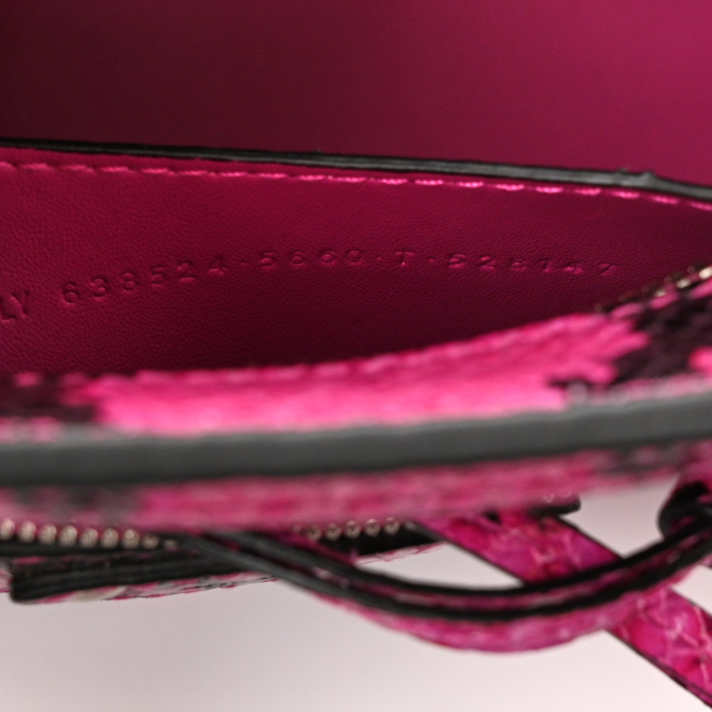 Calfskin Python Effect Neo Classic Silver Hardware Mini City Fuchsia Black