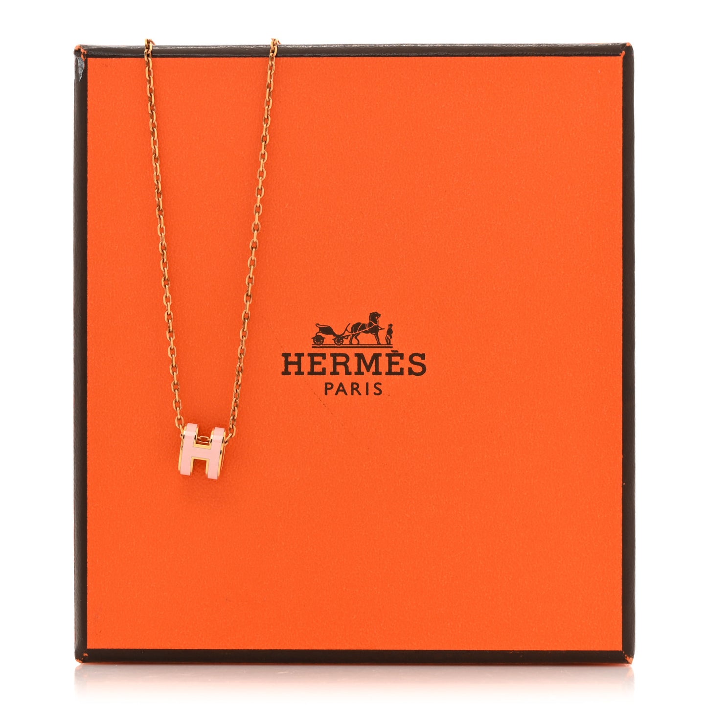 Lacquered Rose Gold Mini Pop H Pendant Necklace Rose Dragee