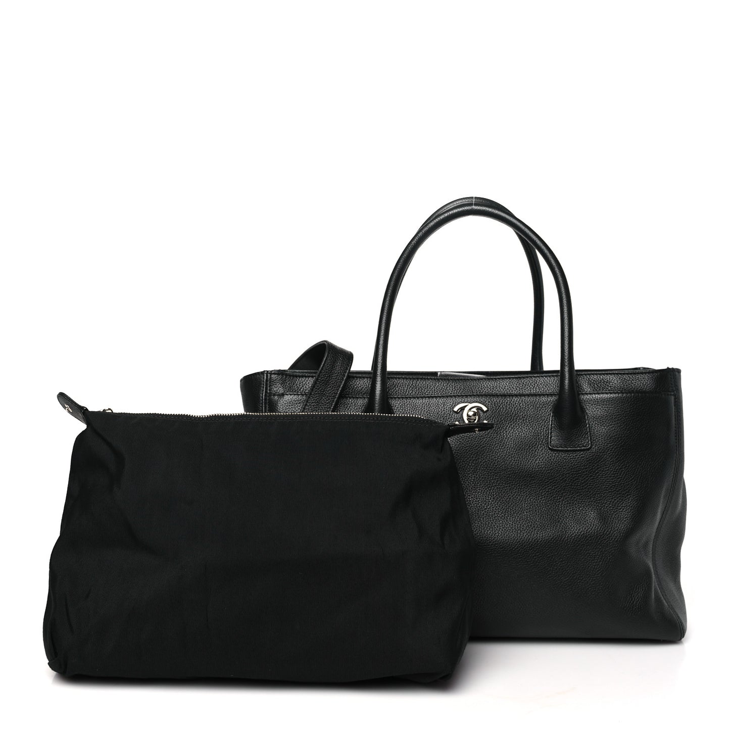 Calfskin Cerf Executive Shopper Tote Black