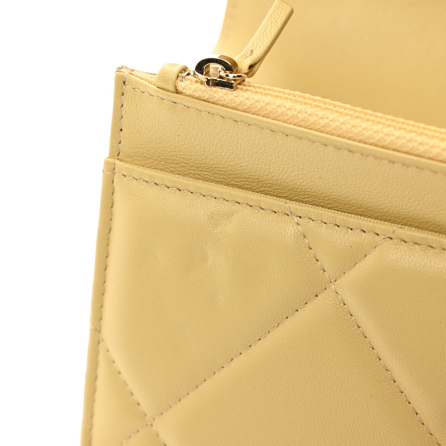Chanel Lambskin Quilted Chanel 19 Wallet On Chain WOC Yellow 12 of 13