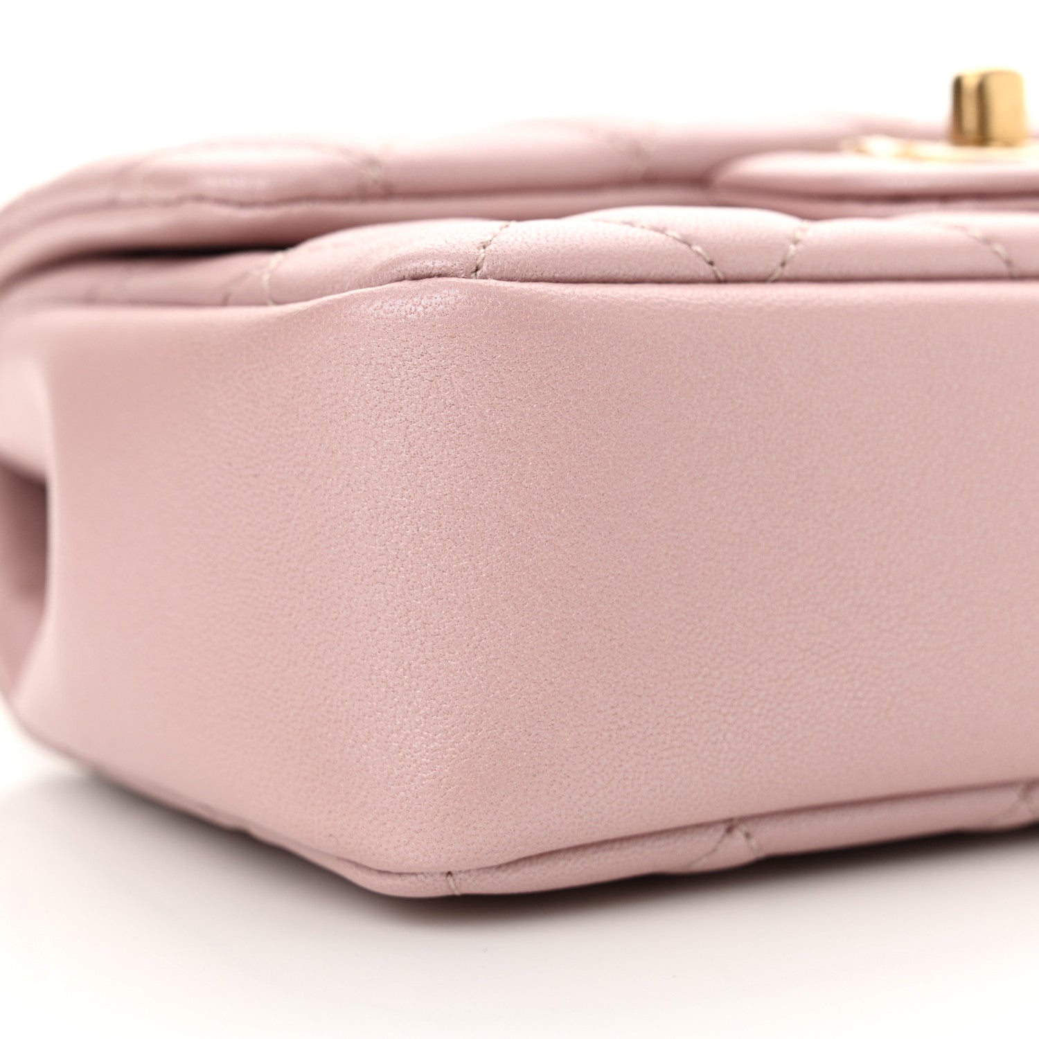 Chanel Shiny Lambskin Quilted Pearl Twist Mini Square Flap Light Pink 9 of 11