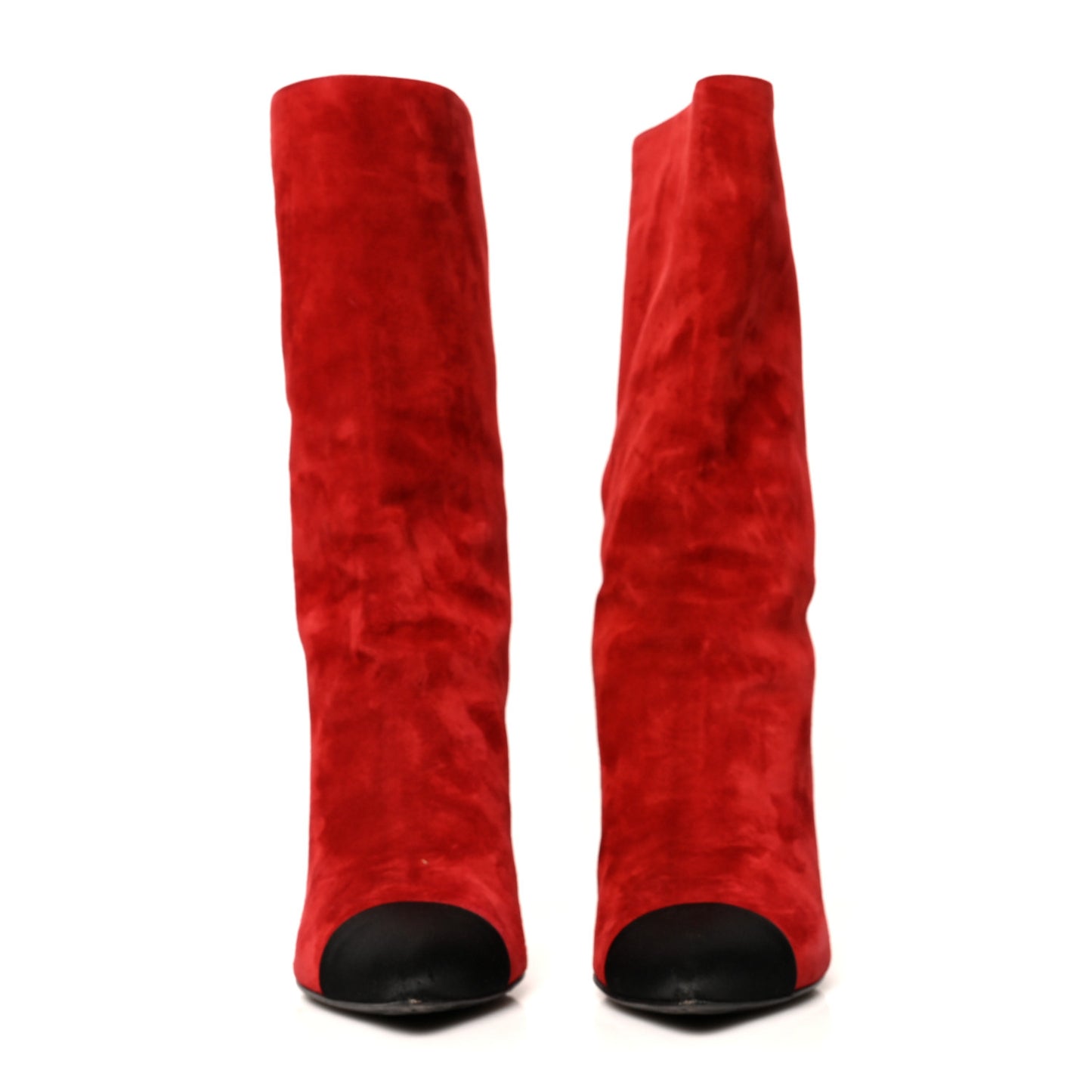 Suede Calfskin Satin Gabrielle Cap Toe Short Boots 39 Red Black