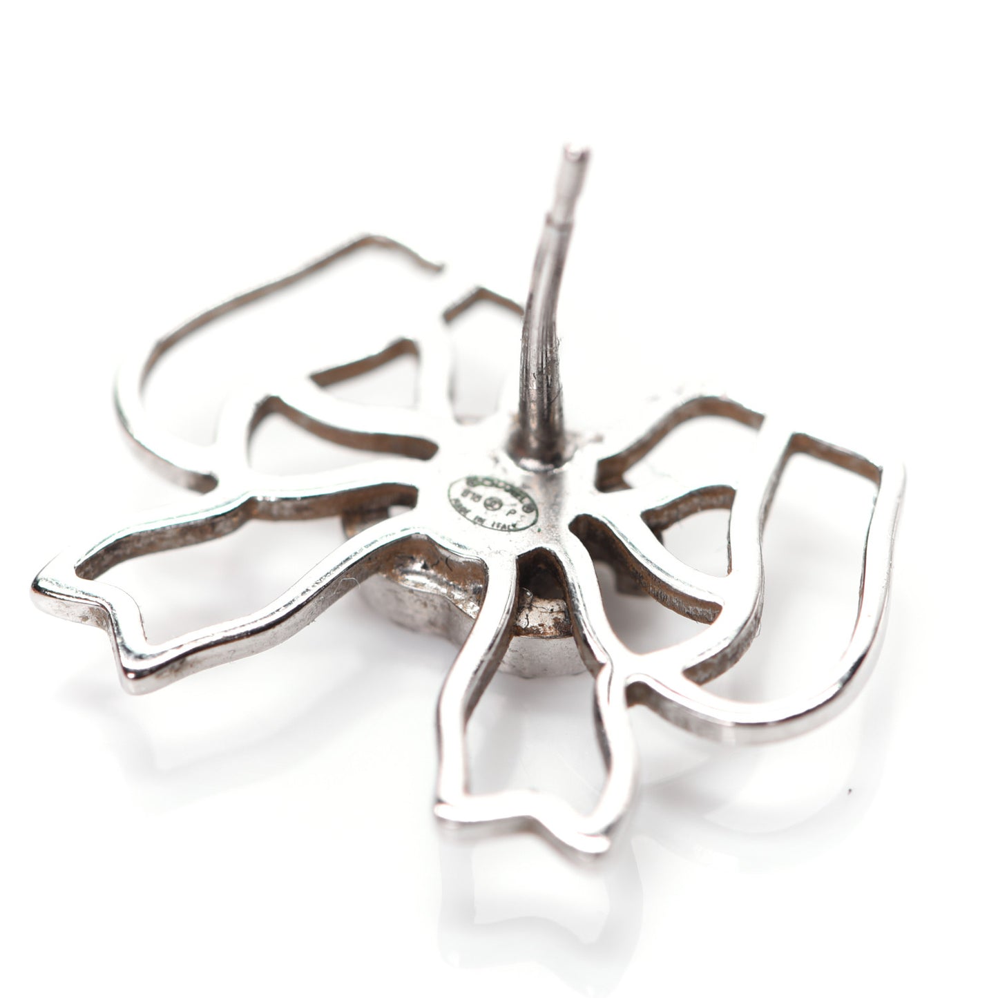 Crystal CC Bow Earrings Silver