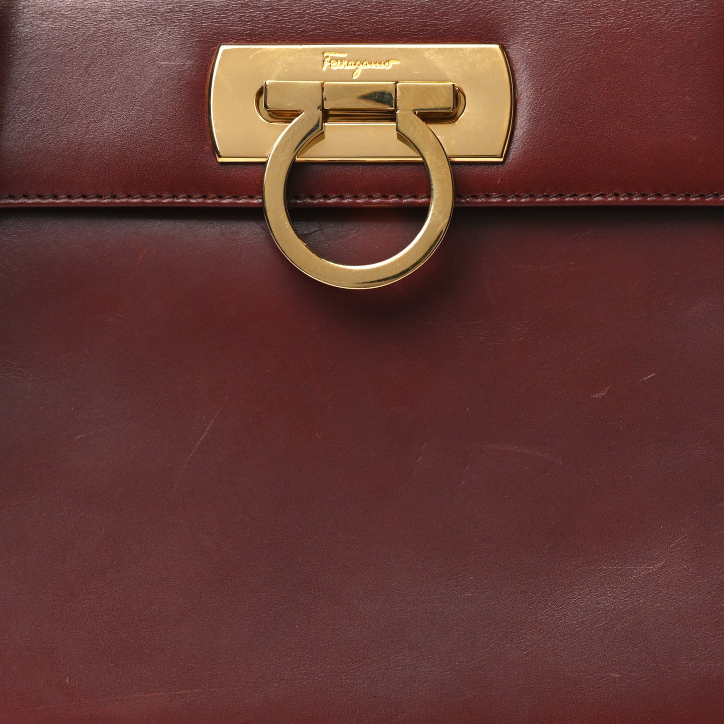 Brushed Off Calfskin Small Iconic Top Handle Burgundy