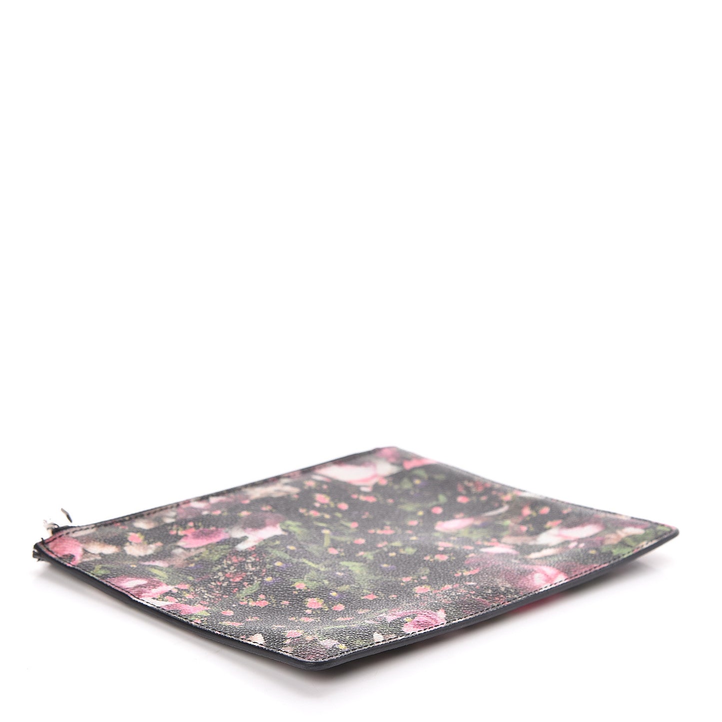 Coated Canvas Roses Camouflage Print Zip Pouch Black