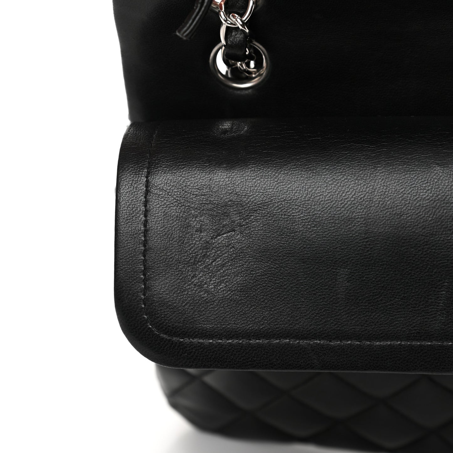Lambskin Quilted Medium Double Flap Black