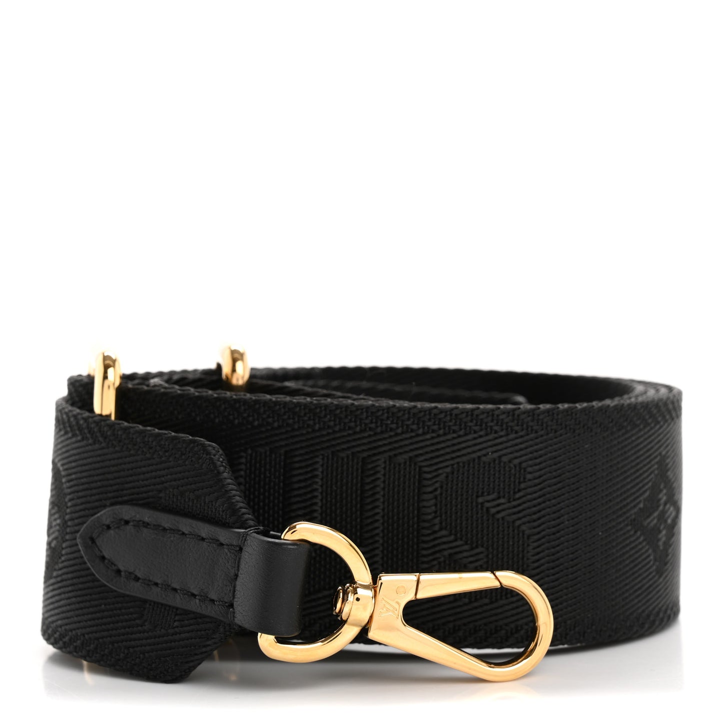 Nylon Calfskin Bubblegram Wallet Strap Black