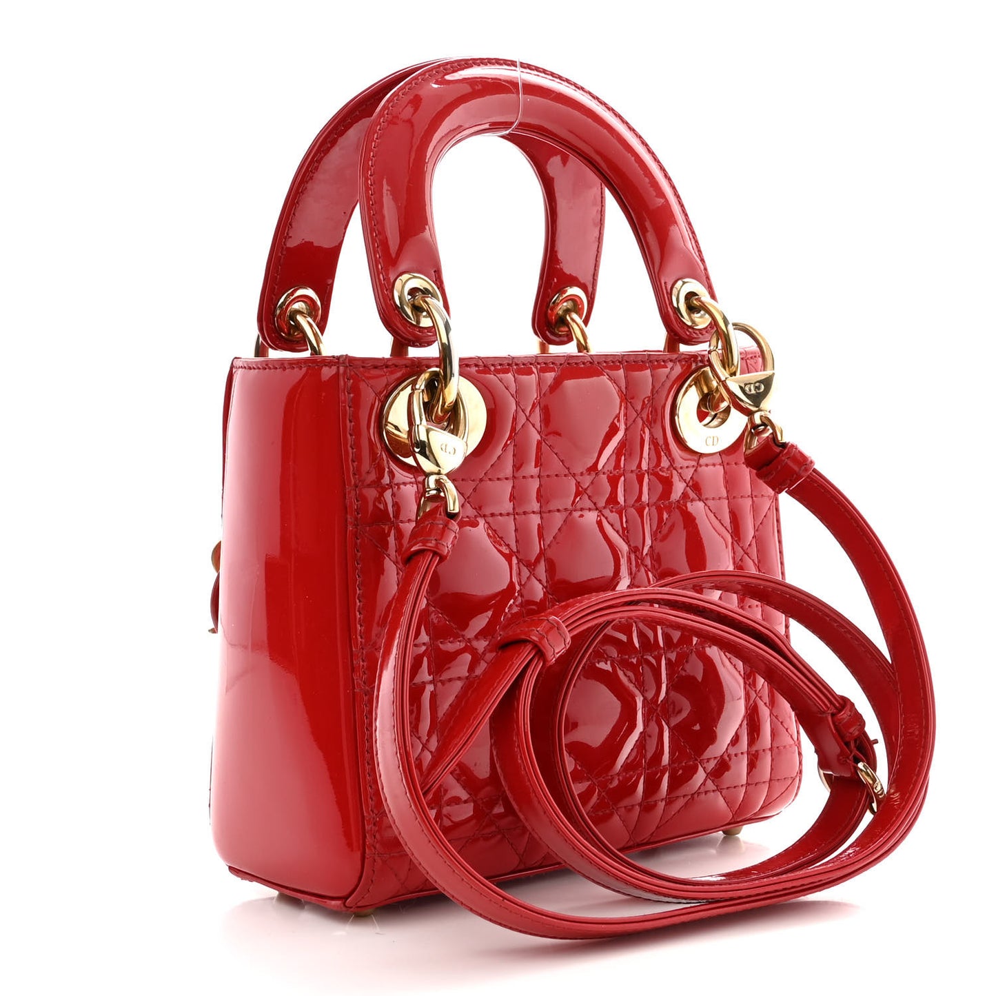 Patent Cannage Mini Lady Dior Red