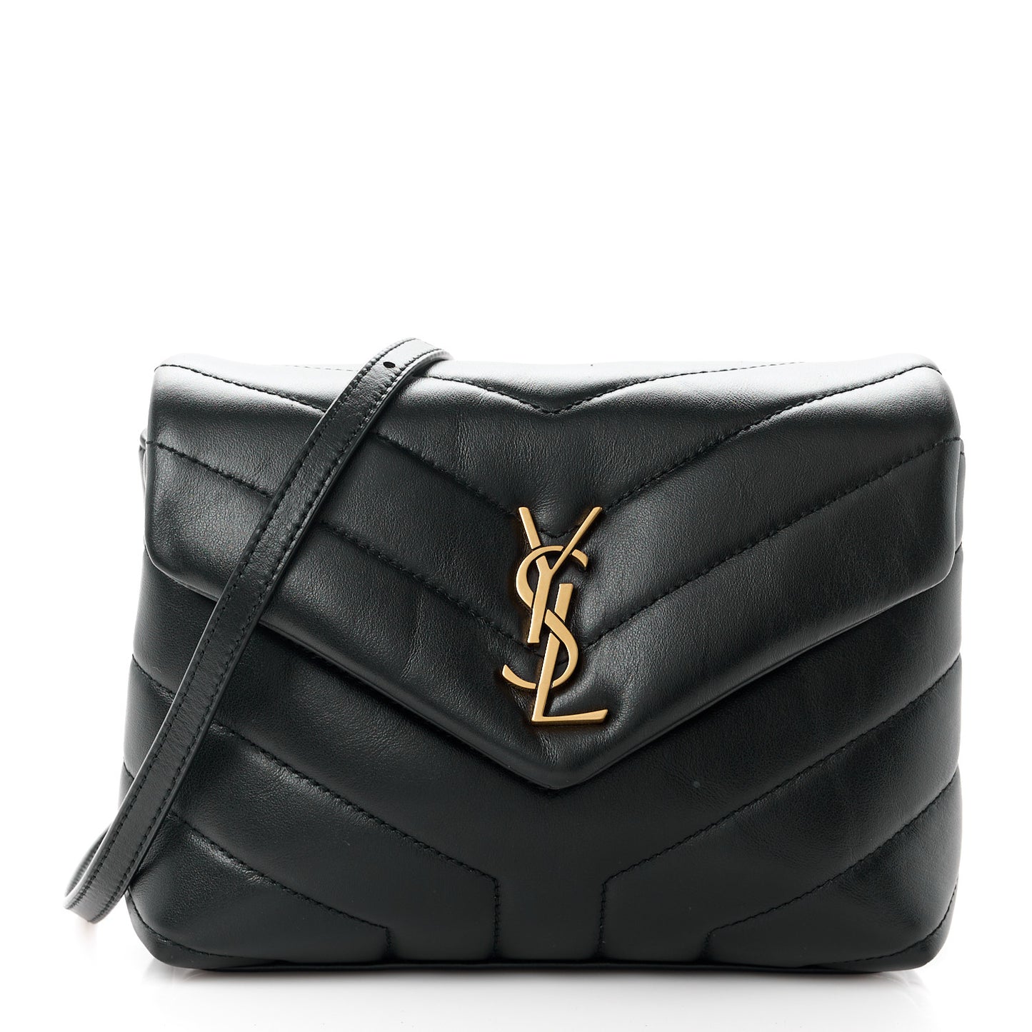 Calfskin Y Quilted Monogram Toy Loulou Crossbody Bag Black