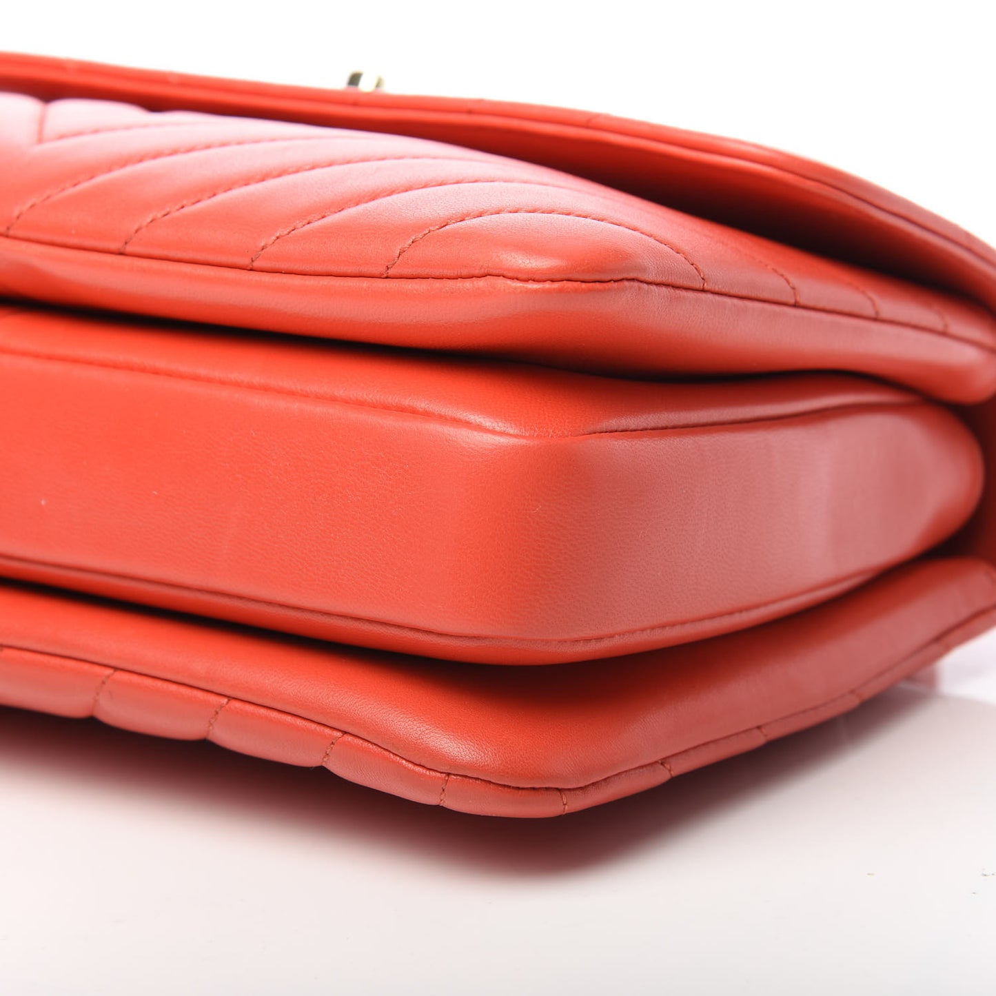 Lambskin Chevron Quilted Small Trendy CC Dual Handle Flap Bag Red
