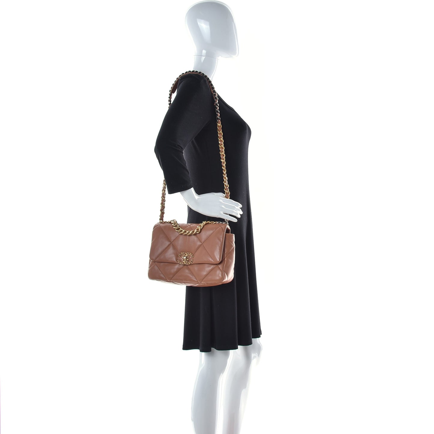 Lambskin Quilted Medium Chanel 19 Flap Brown