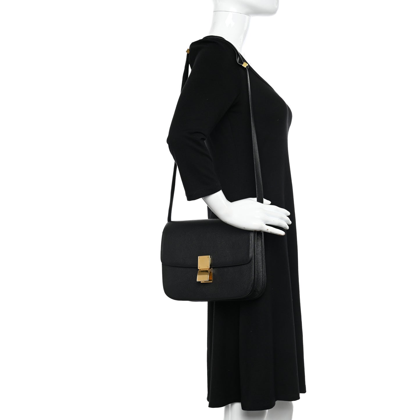 Goatskin Medium Classic Box Flap Bag Black