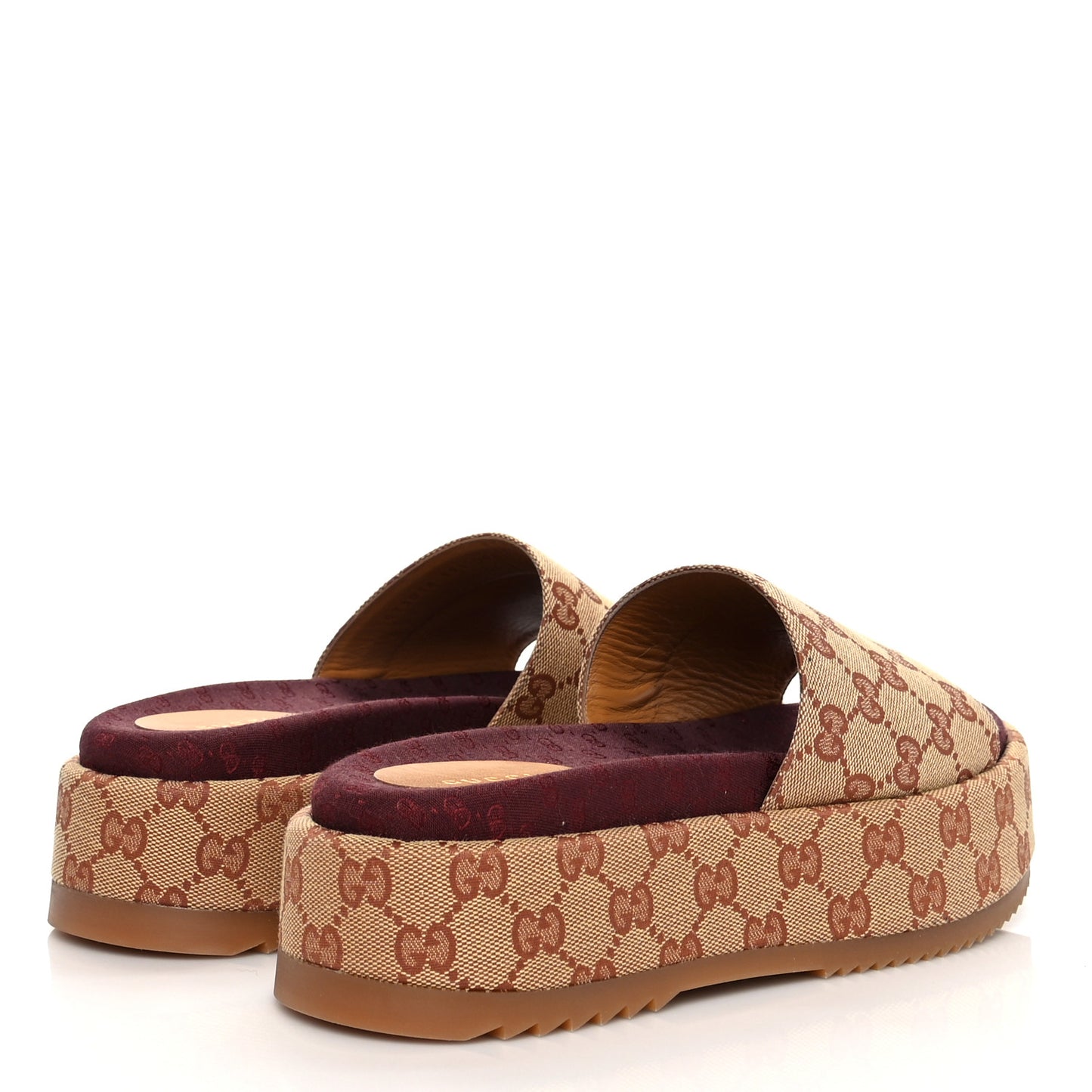 Canvas GG Monogram Angelina Platform Slide Sandals 39.5 Beige Ruggine