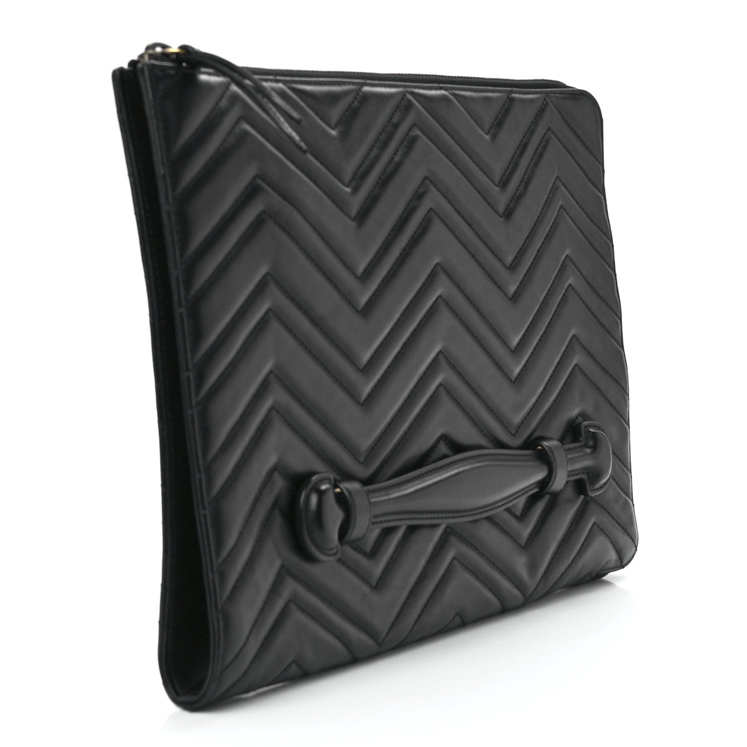 Gucci Calfskin Matelasse GG Marmont Portfolio Clutch Black 3 of 12