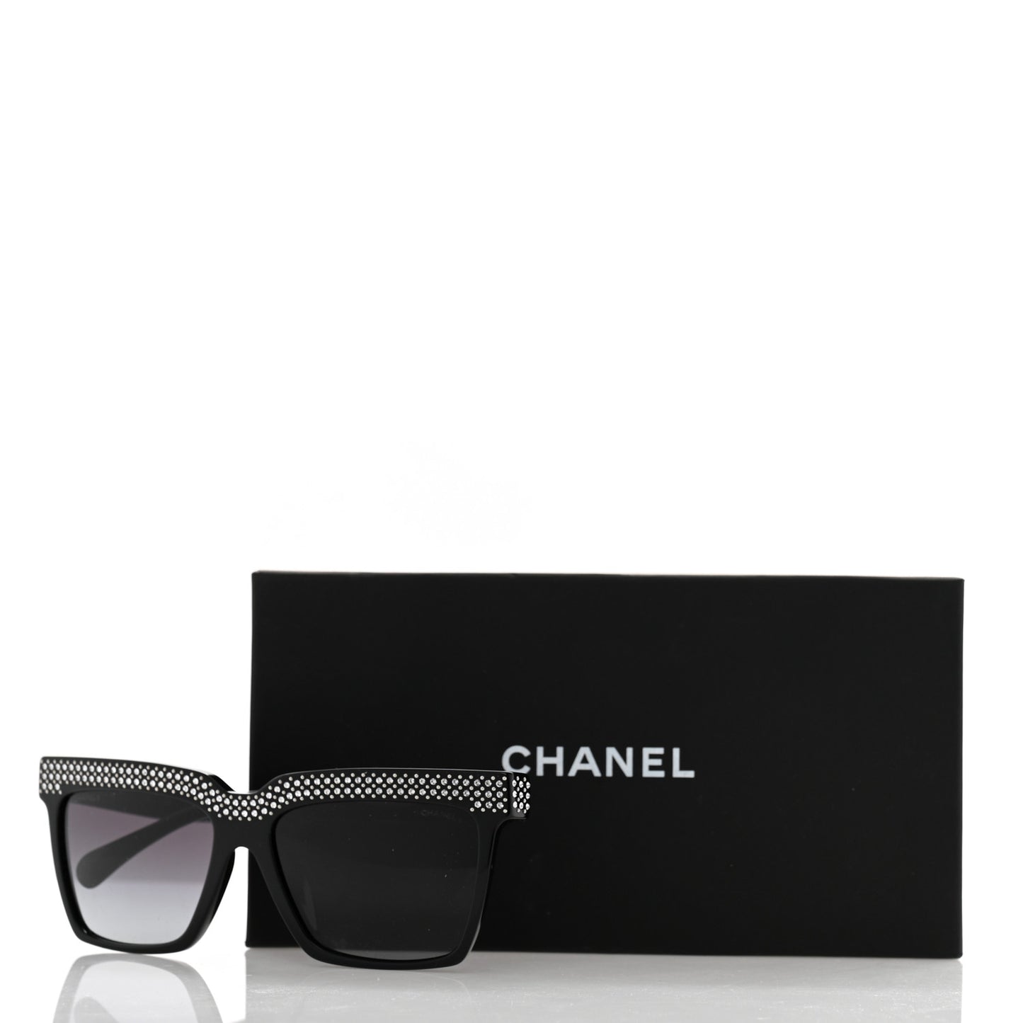 Acetate Strass Rectangle Sunglasses 71539A Black